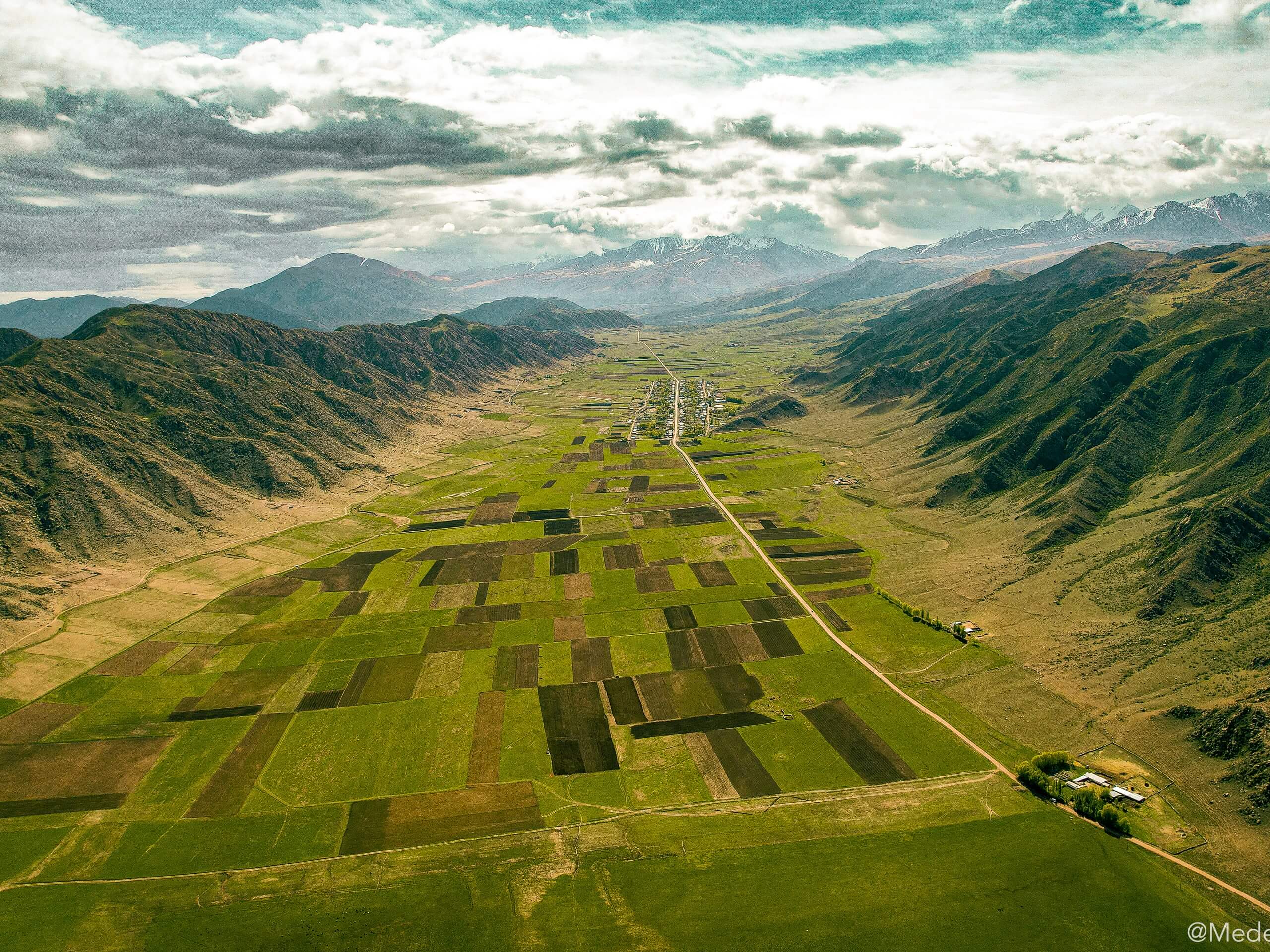 Green lush valley in Northern Kyrgyzstan