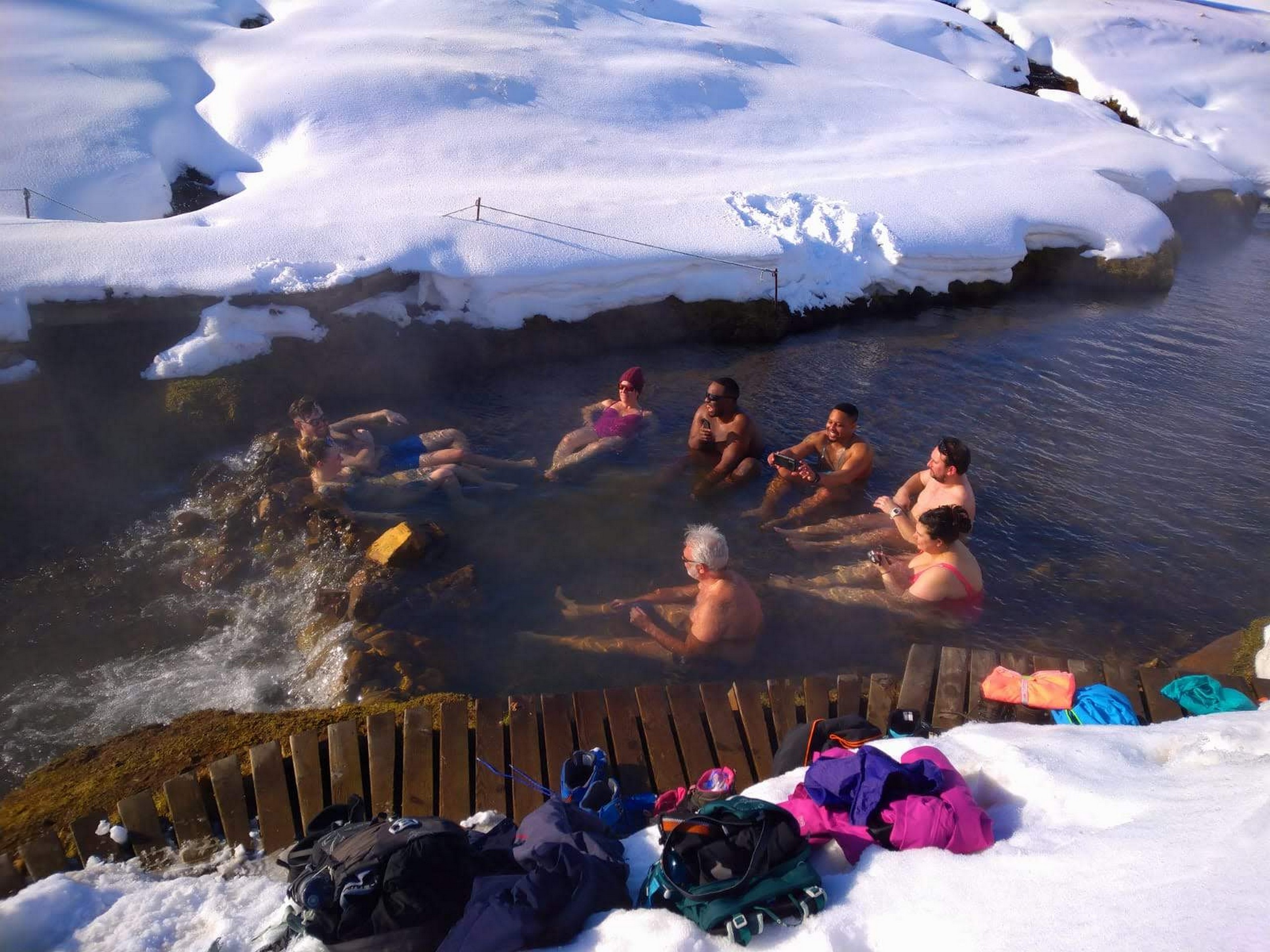 Enjoying the hot springs in Iceland after a long hike - Photo by Emelia Blöndal