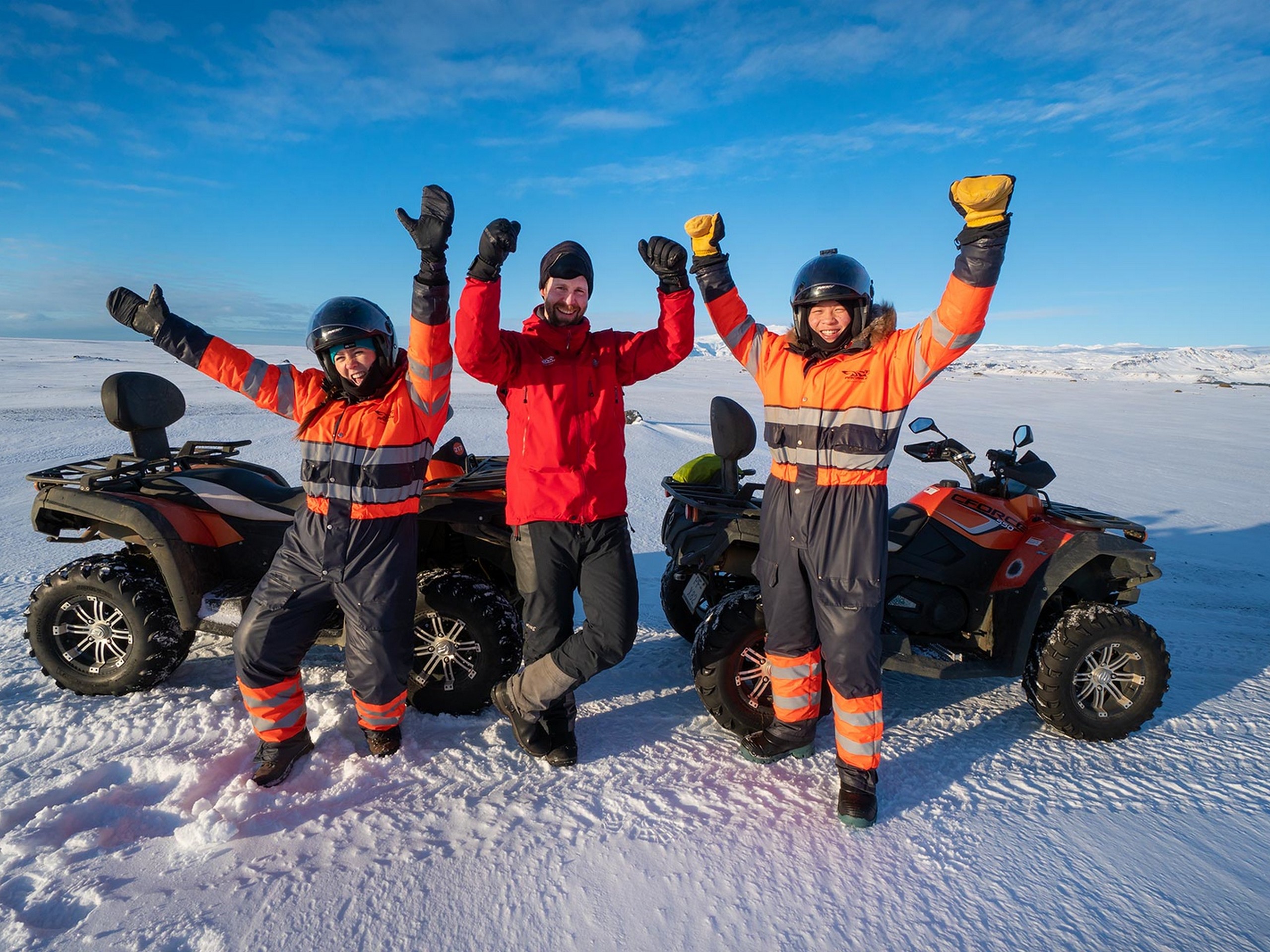 Group enjoying activities on guided tour in Iceland