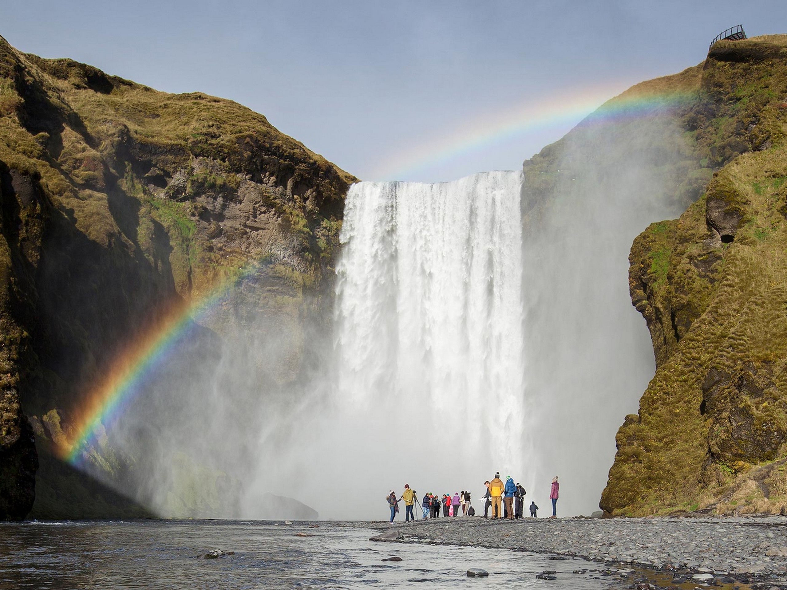 Beautiful rainbow near the waterfall seen in Iceland