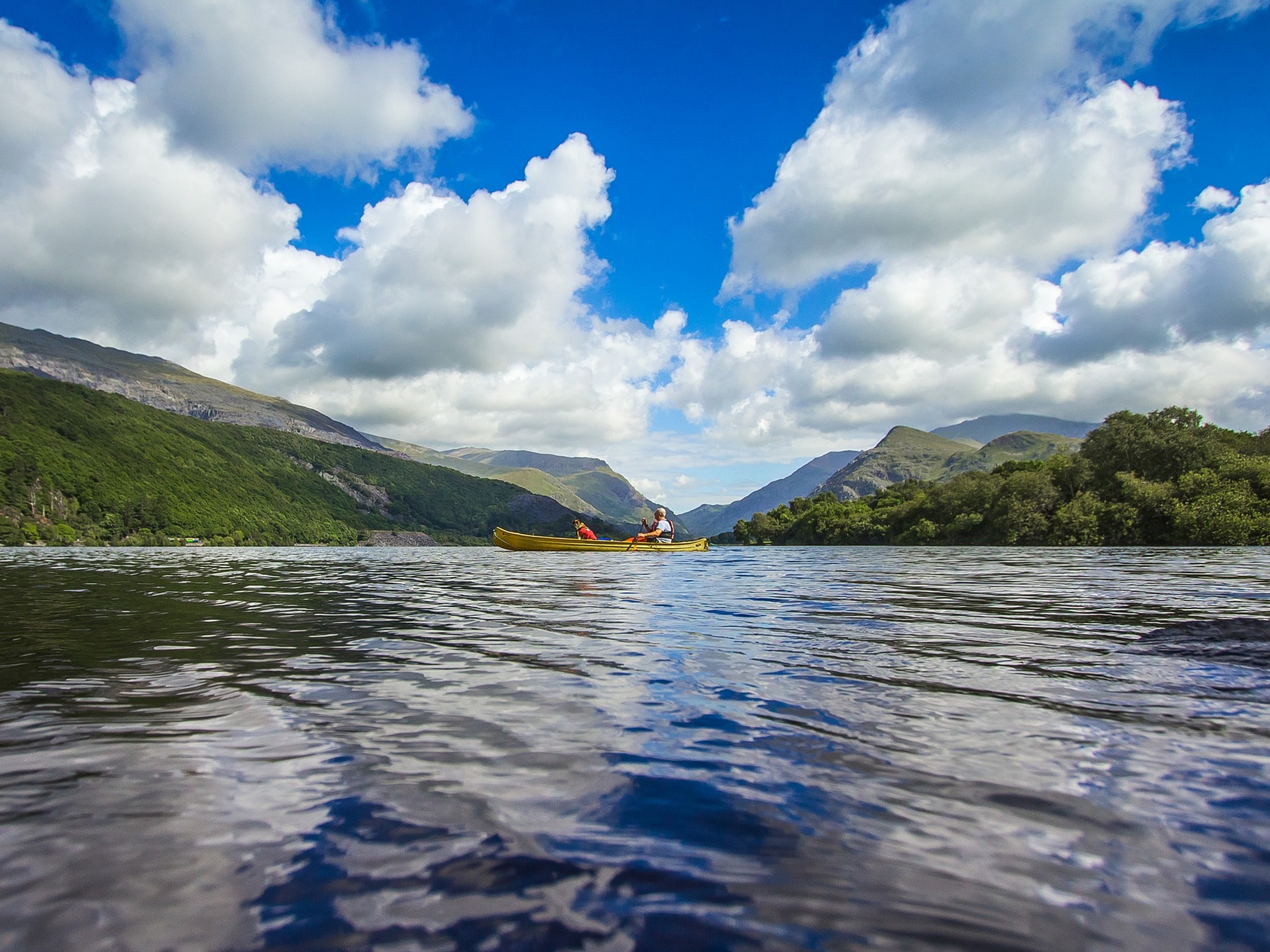 Crossing the waters of the Snowdonia Lake in Wales