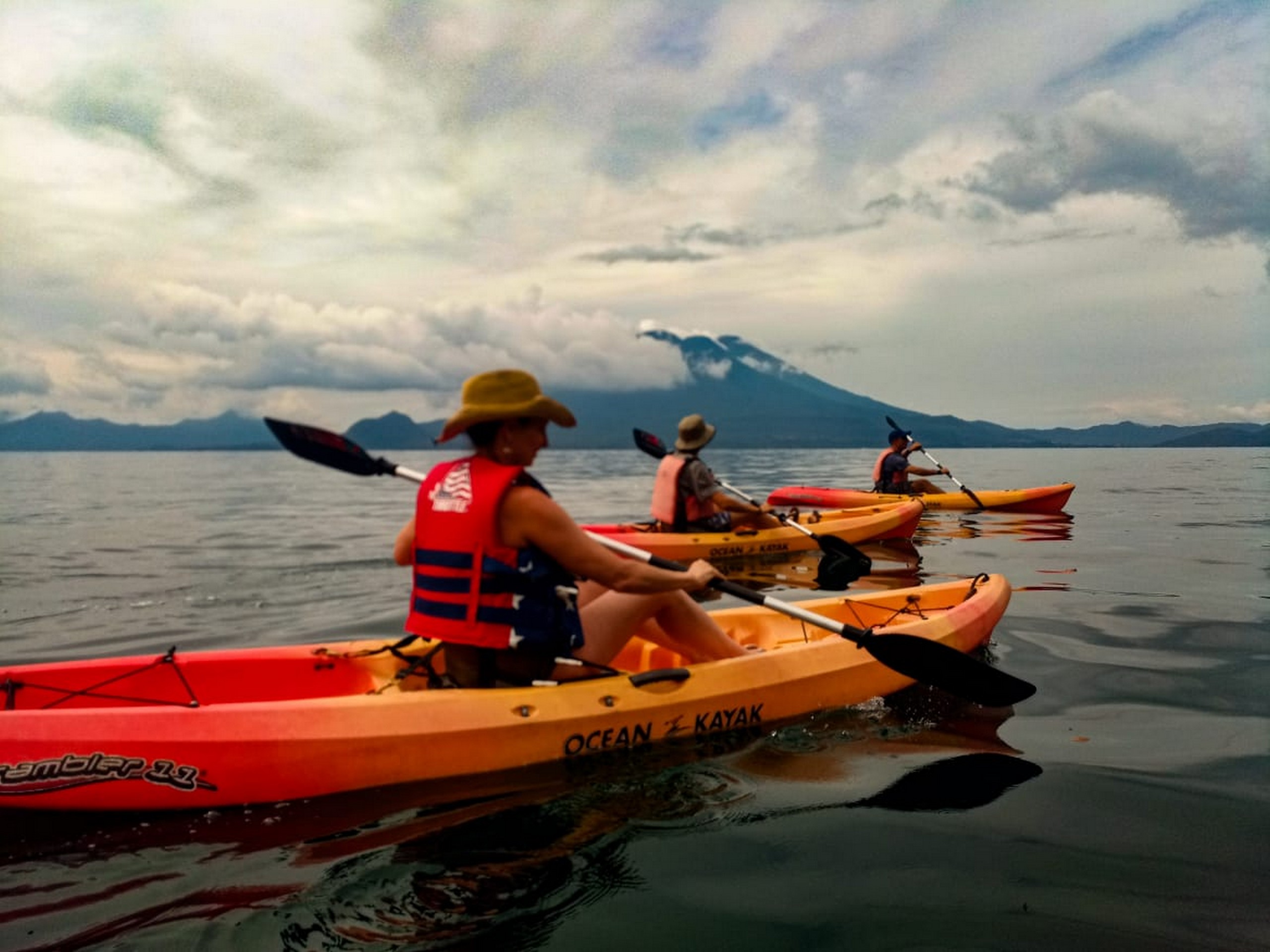 Kayaking in a lake in Guatemala