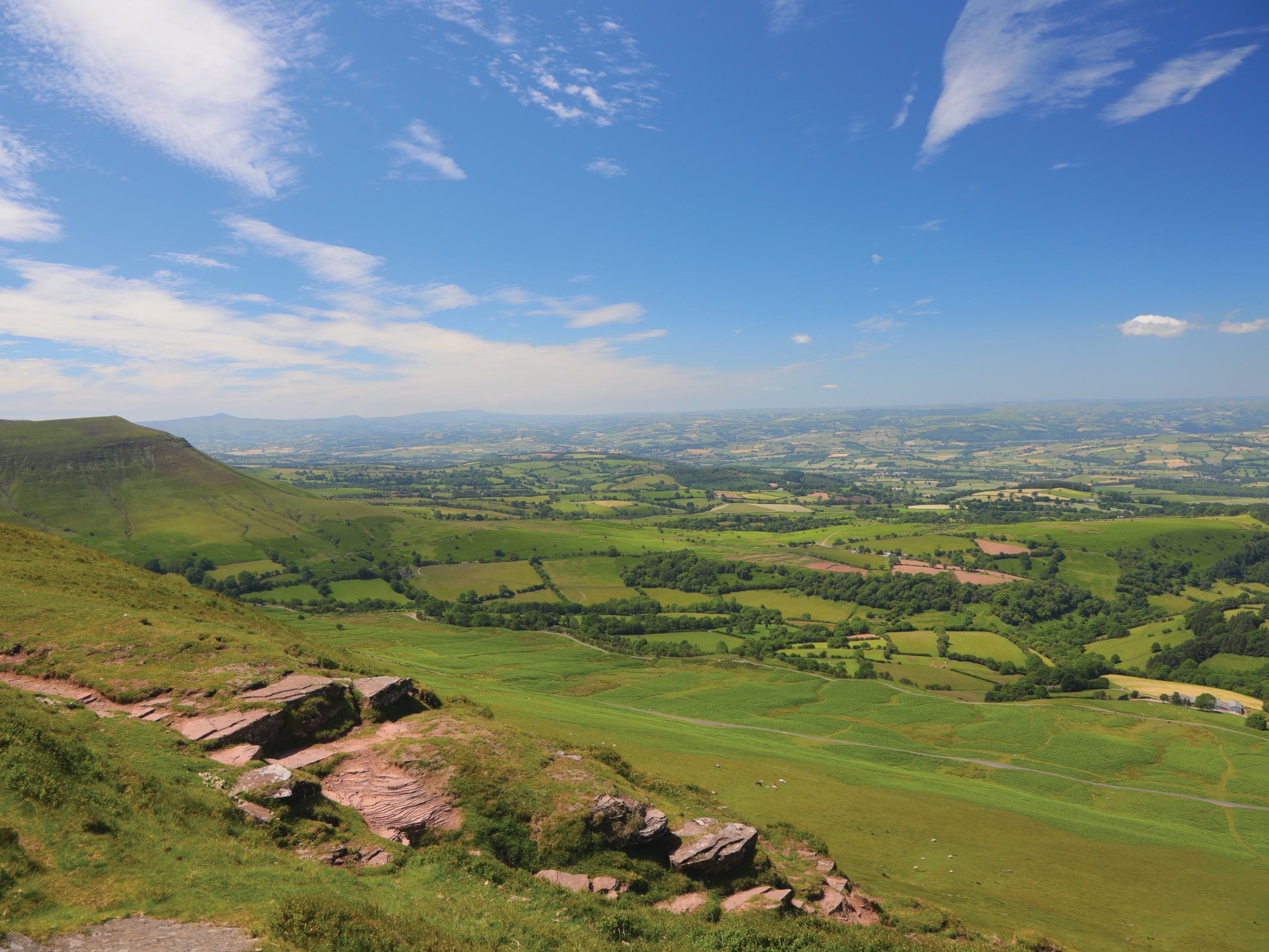 Walking along the Offa's Dyke path in Wales and England