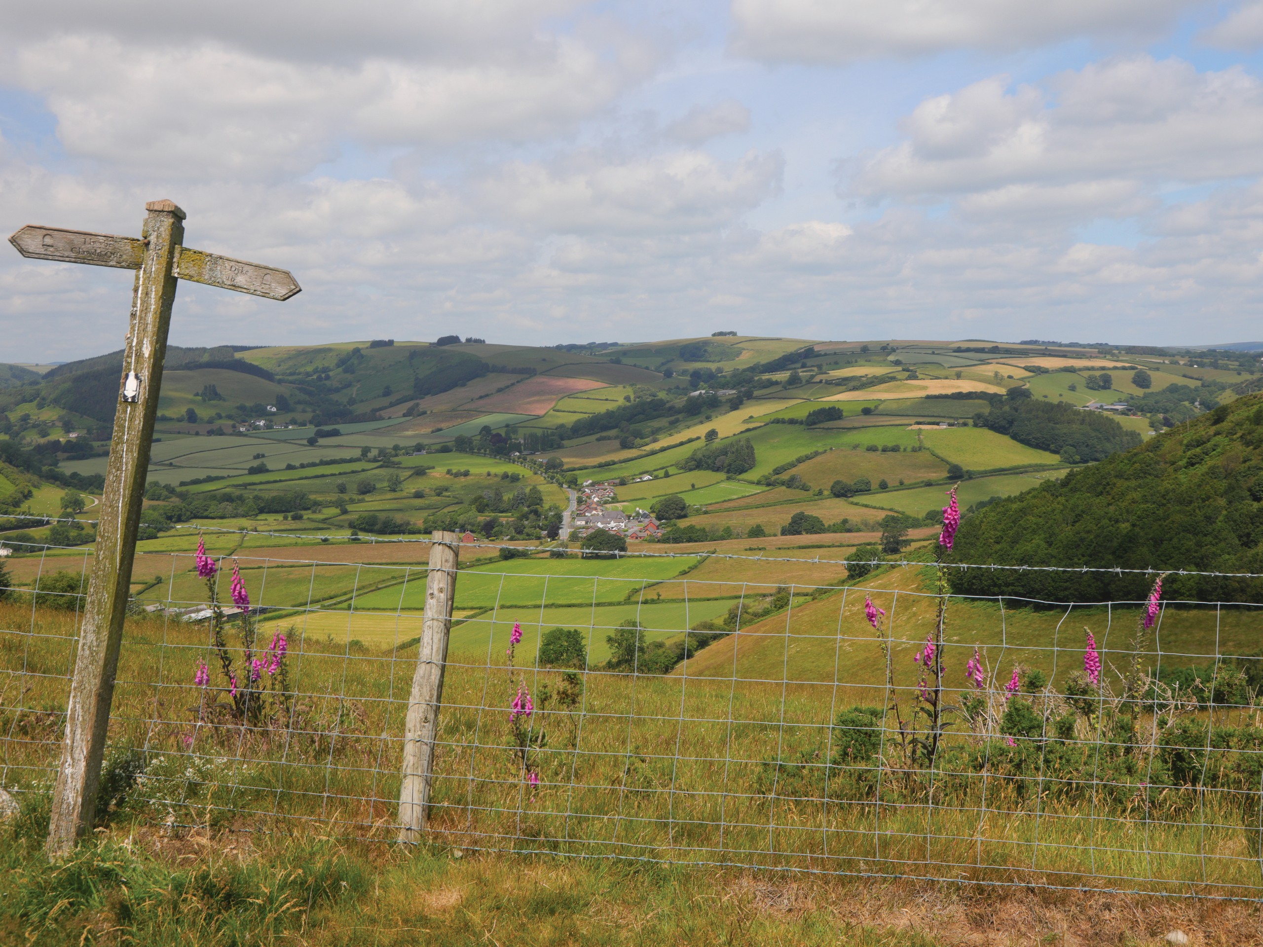 Trail signage on Offa's Dyke Path in Wales and Englan