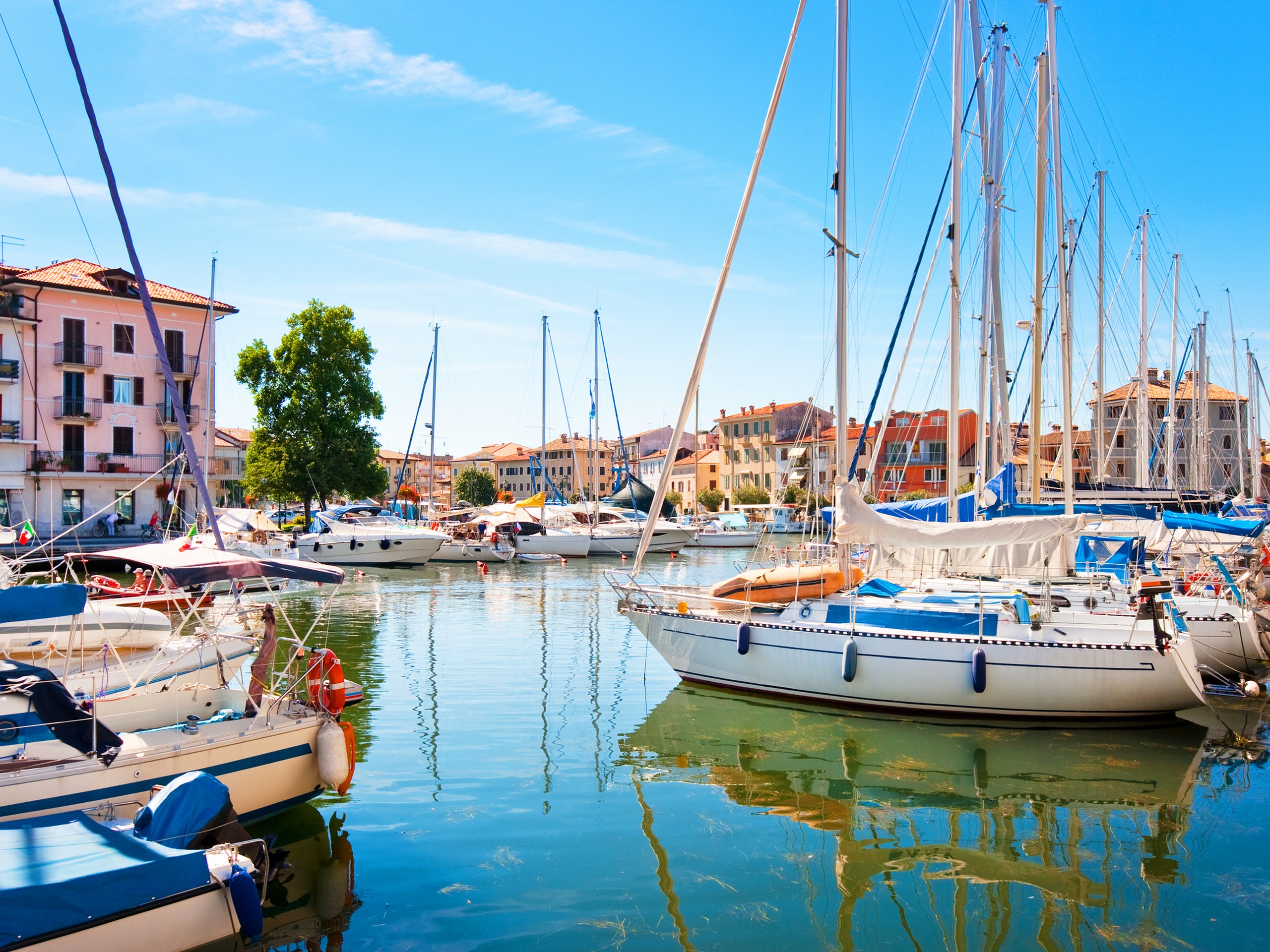 Small marina seen in one of the small mountain towns