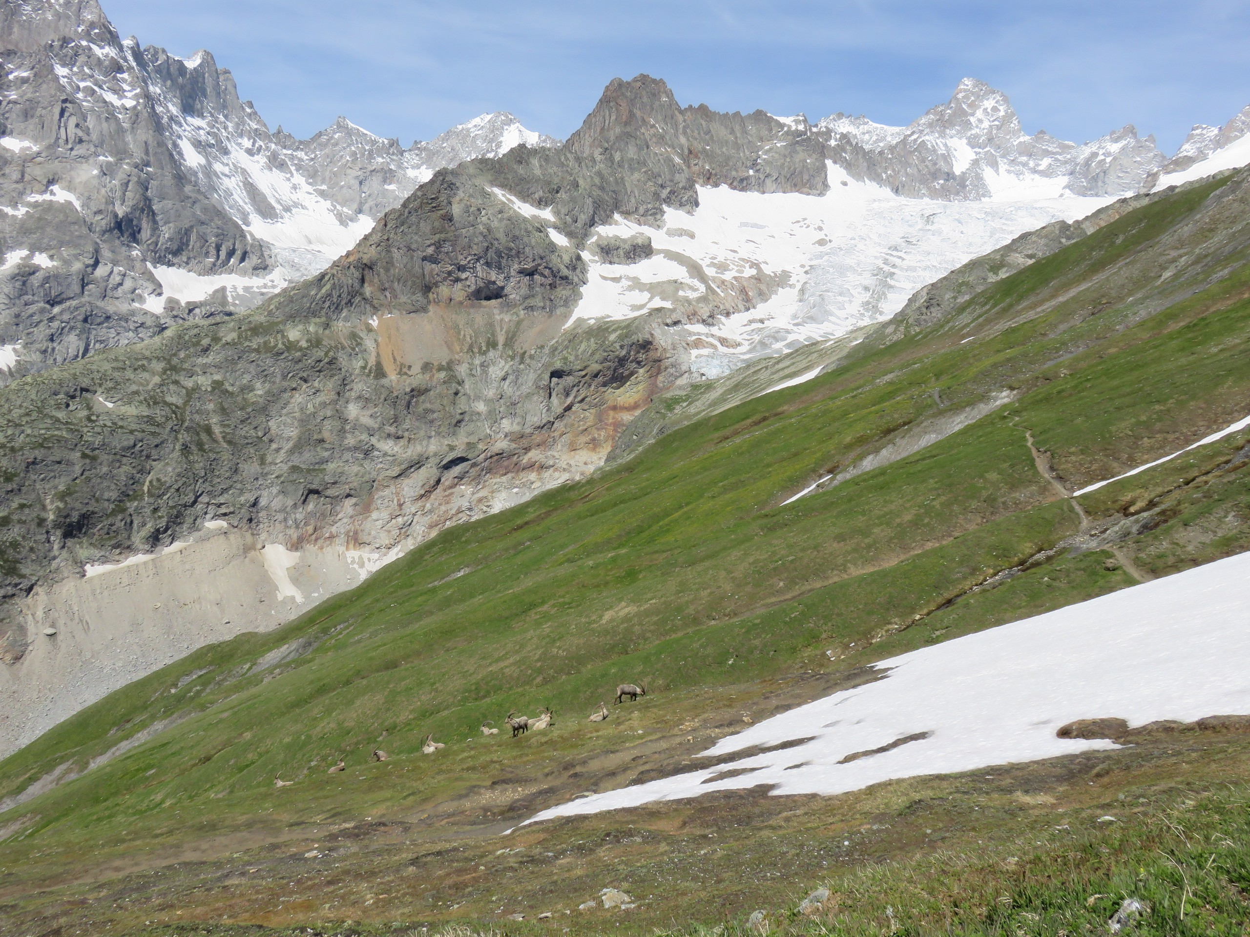 Beautiful Alpine Mountains along the Tour du Mont Blanc route