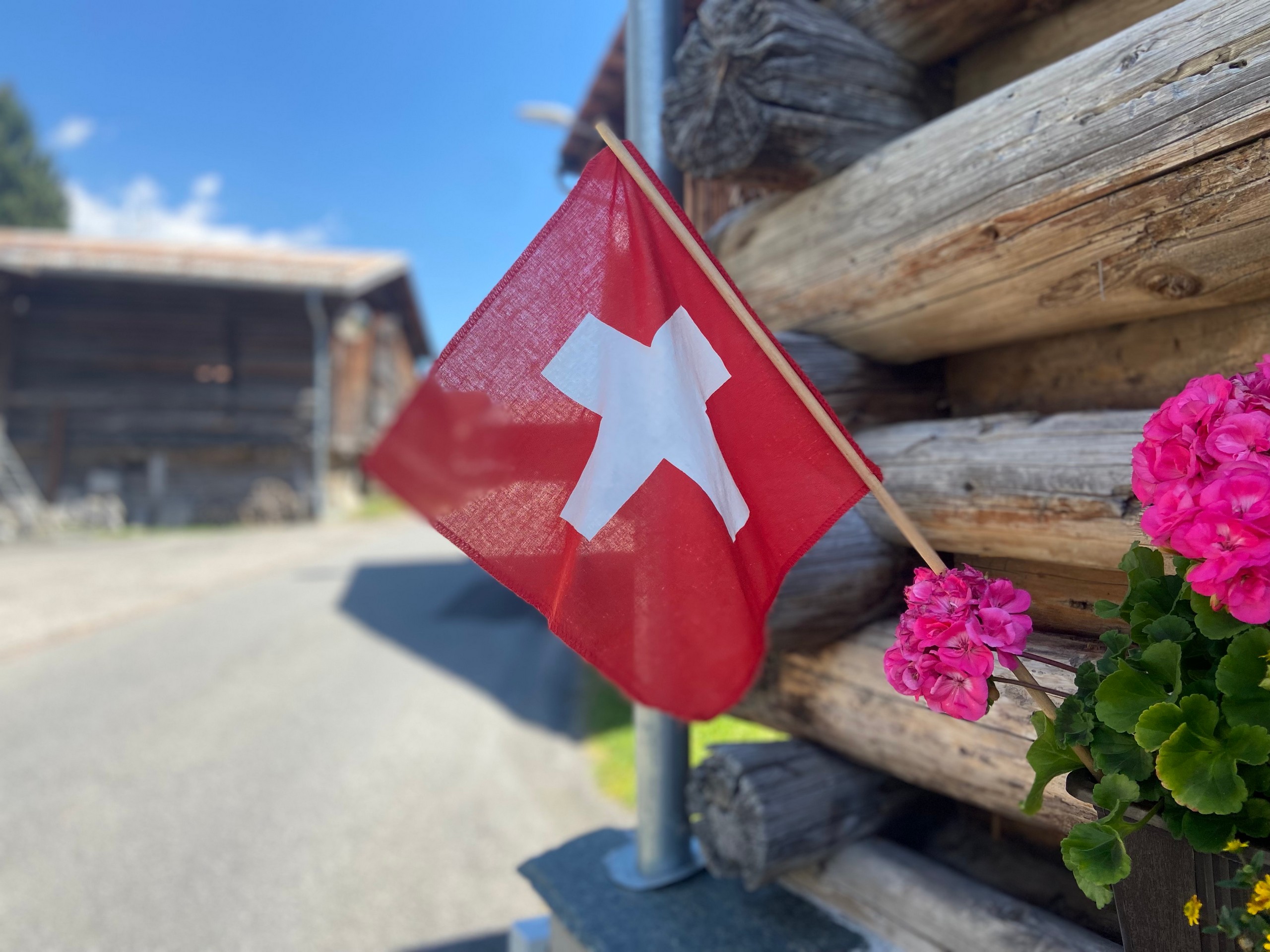 Swiss flag seen in Zermatt