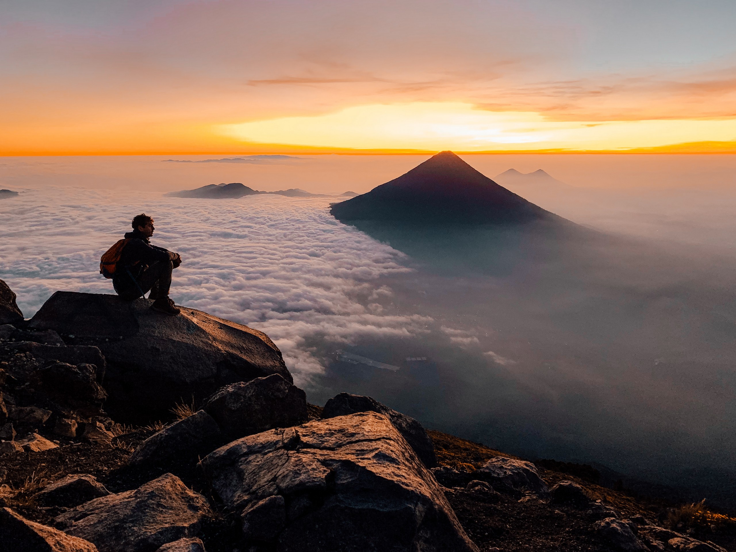 Acatenango-Summit-Hiker-Sunrise