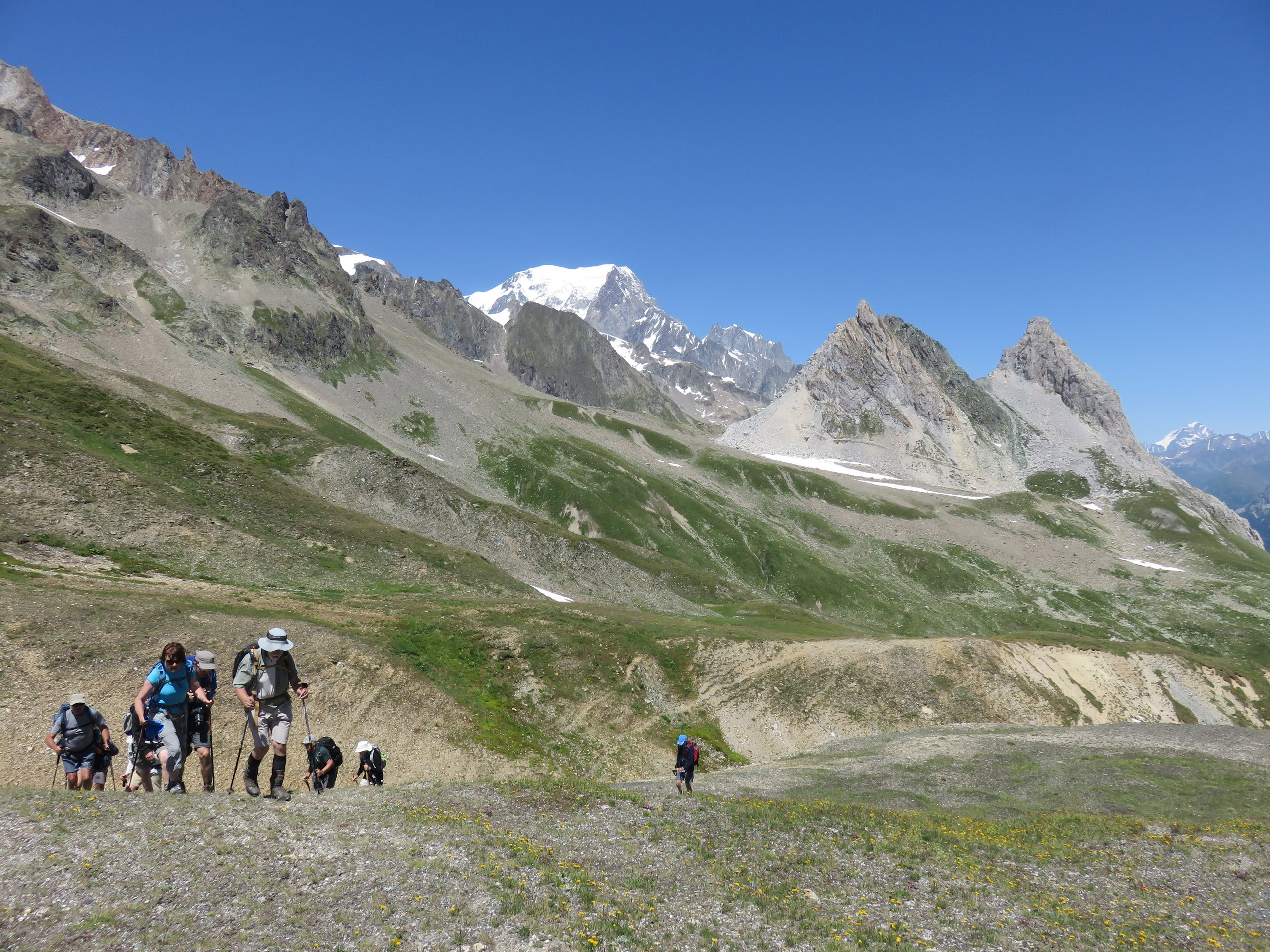 Group of hikers on Tour du Mont Blanc trek