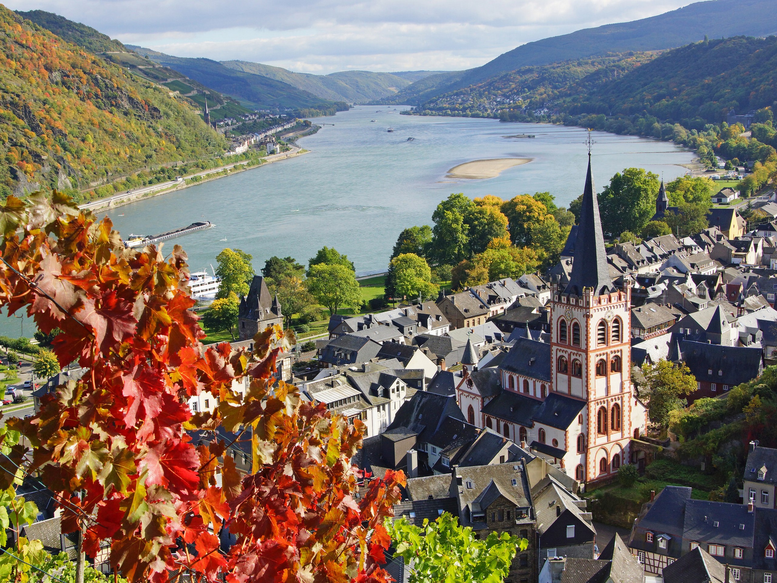 Beautiful Rhine River as seen from the above