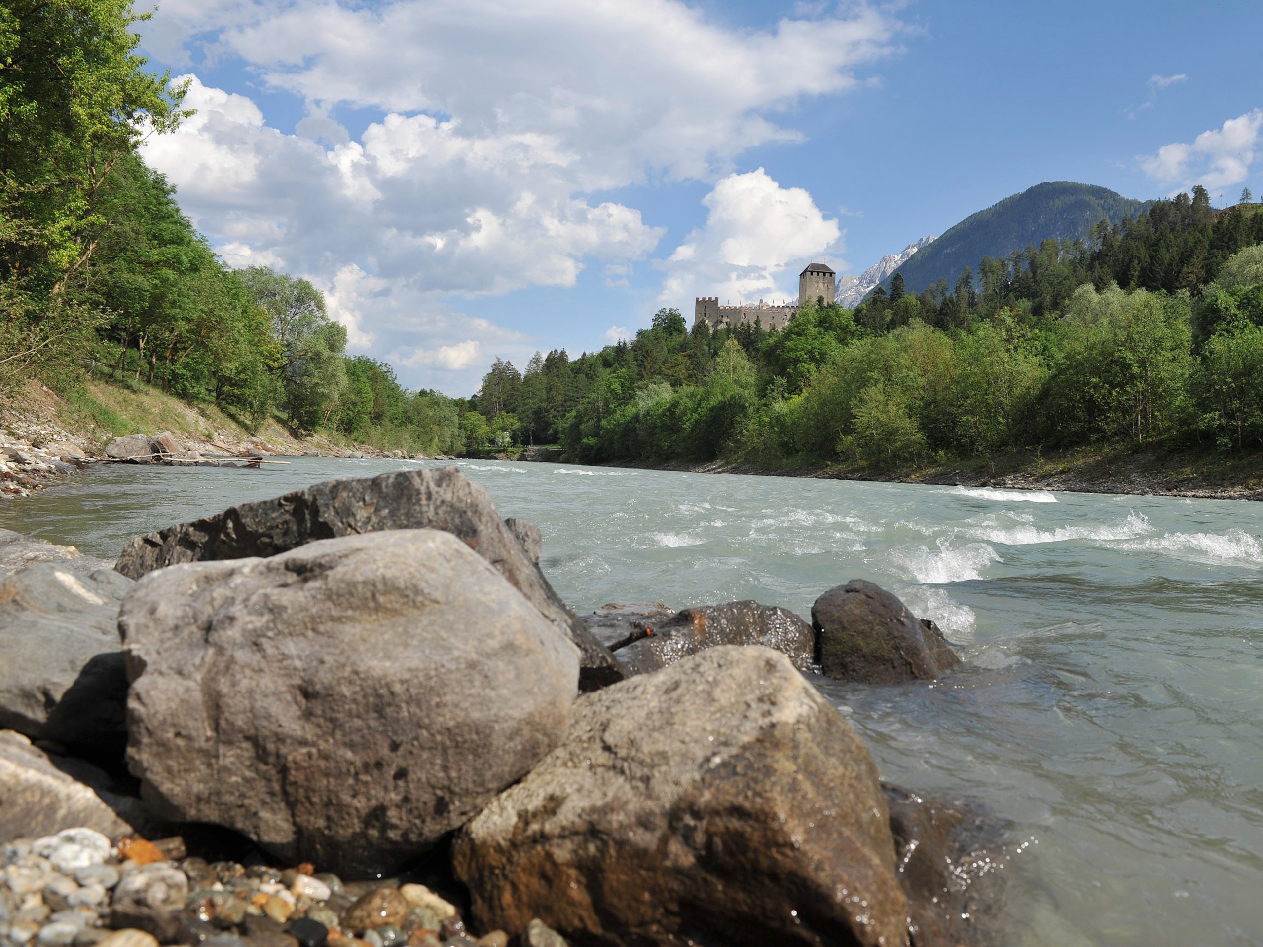 Beautiful river and the castle behind