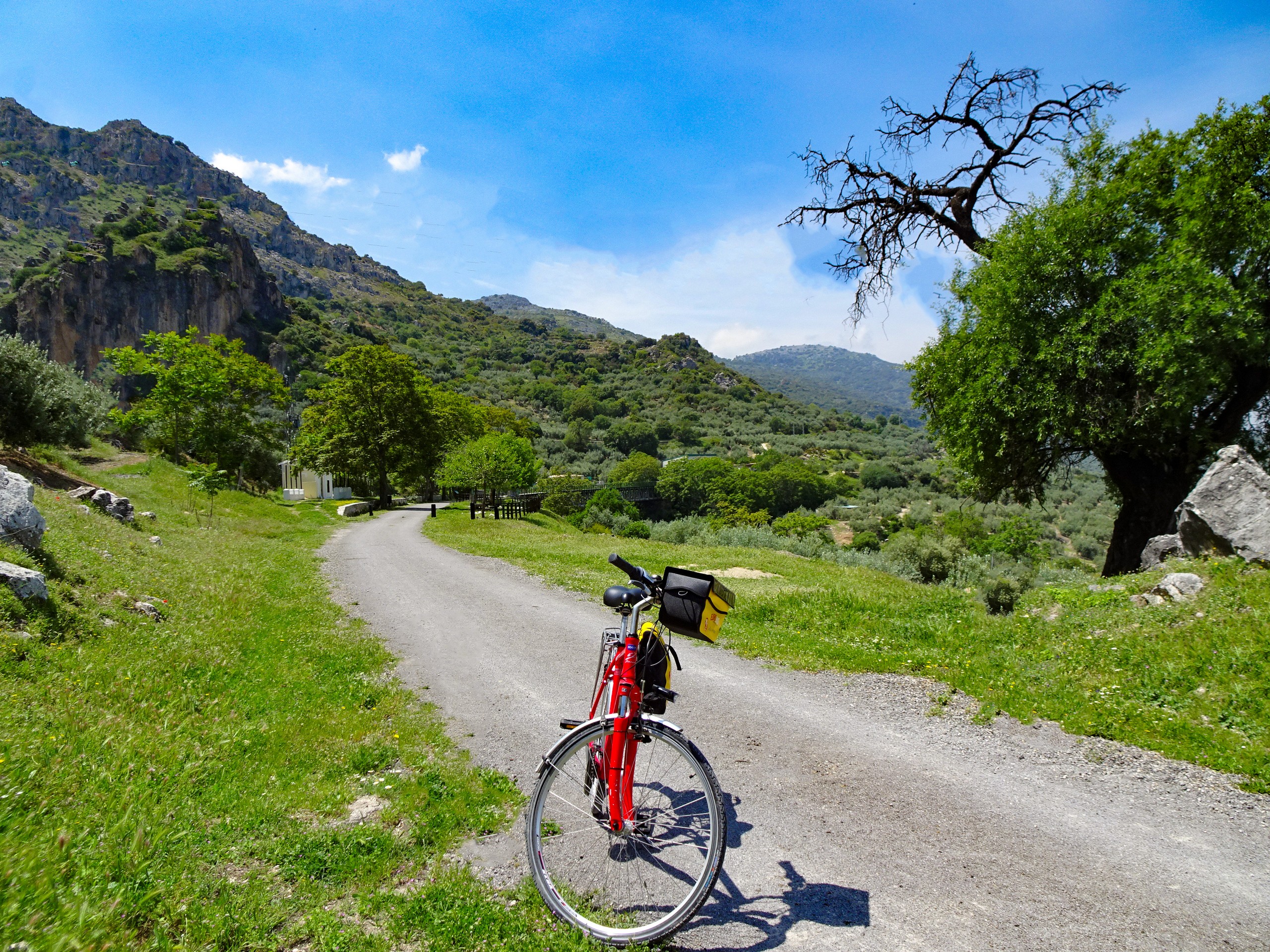 Bike parked on a roadside in Andalusia