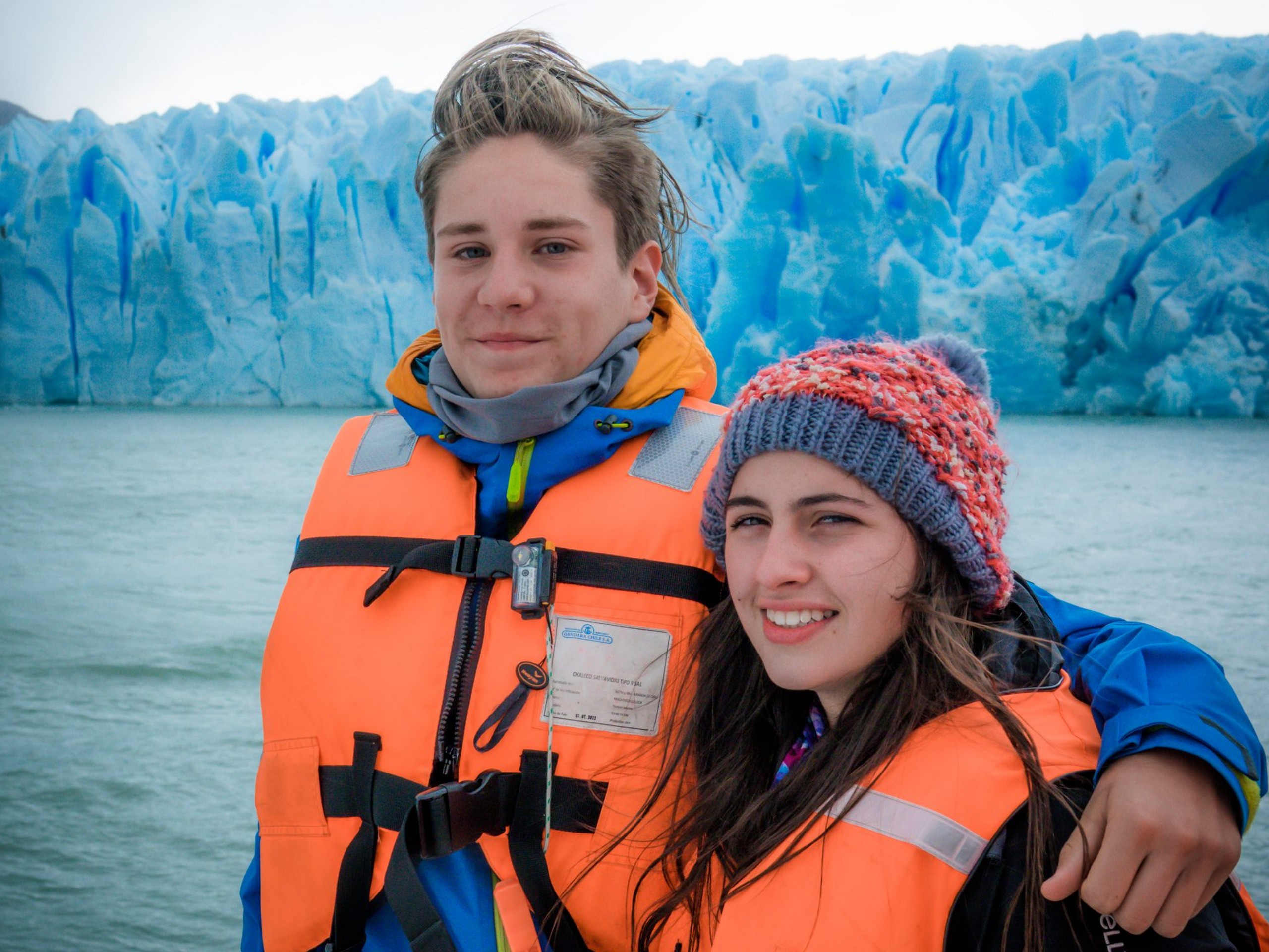 Family posing near Grey Glacier