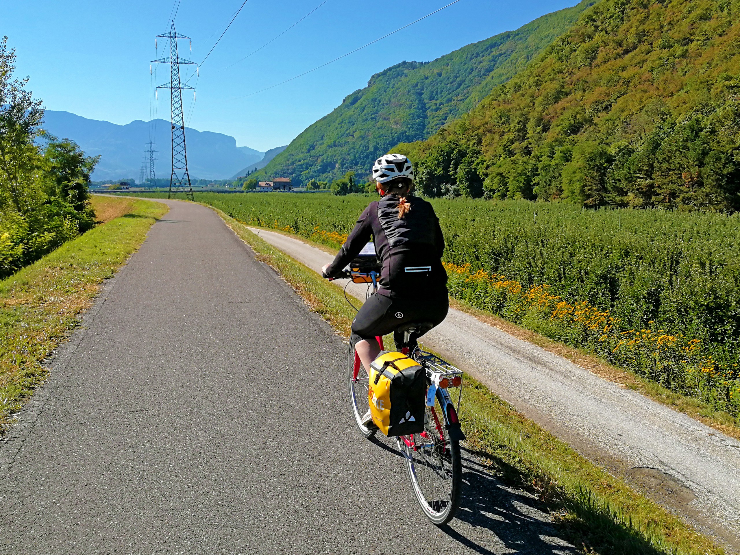 Paved road towards the Lake Garda in Italy