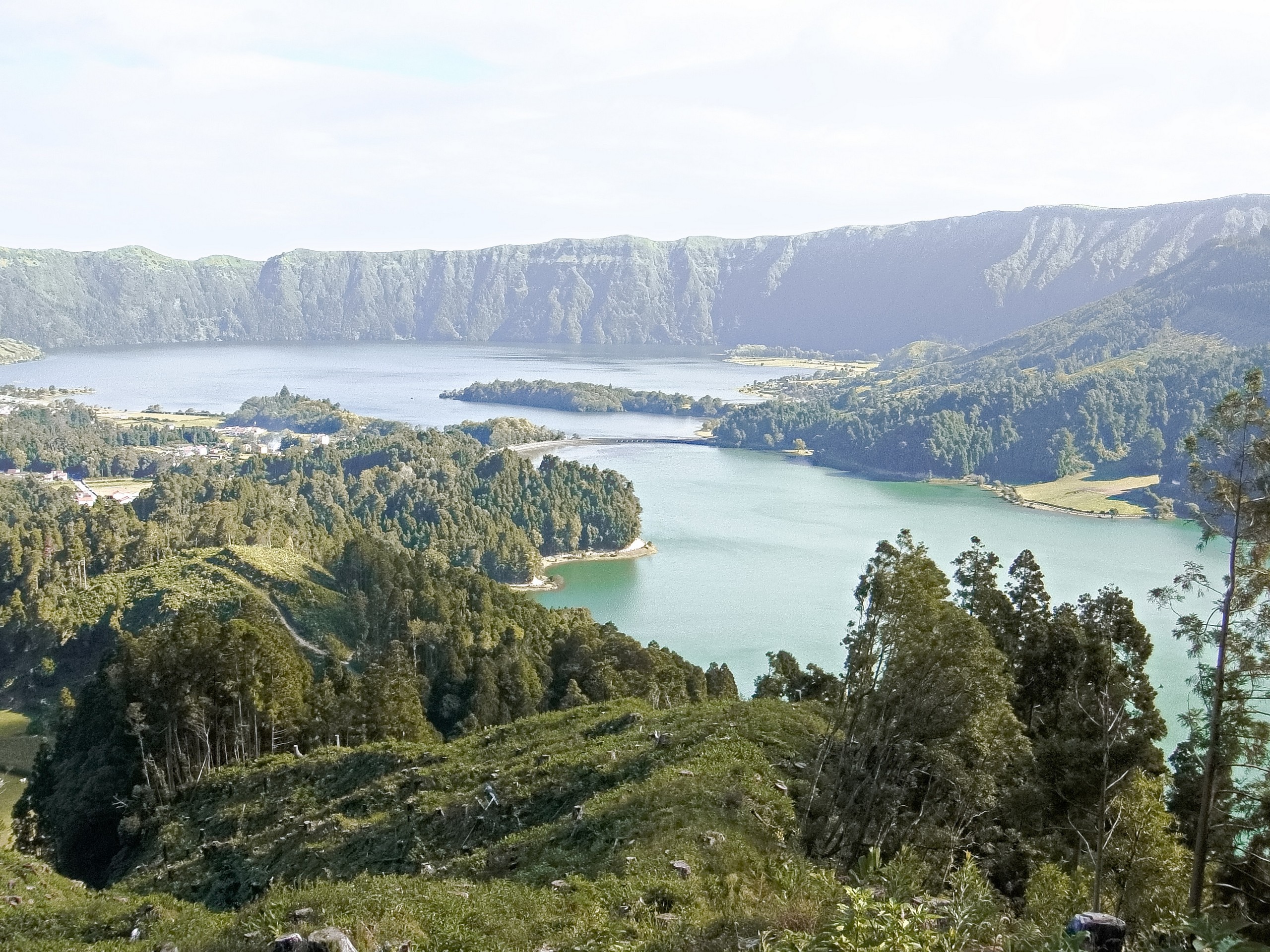 Looking at the Lake of Fire as seen from the above in Azores