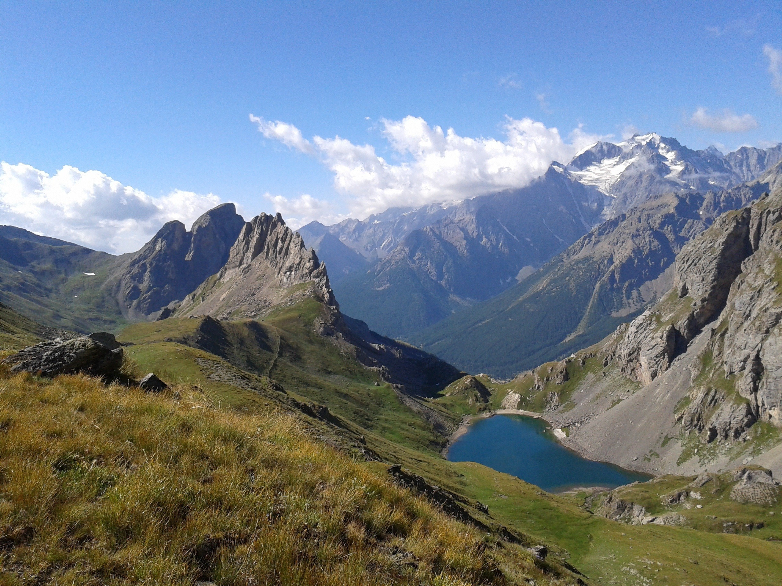 Small tarn in Alps as seen from the above