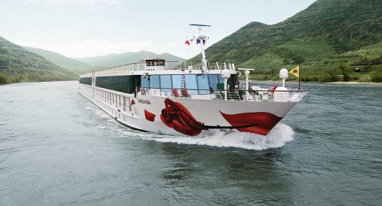 Cruise ship on Danube river in Austria