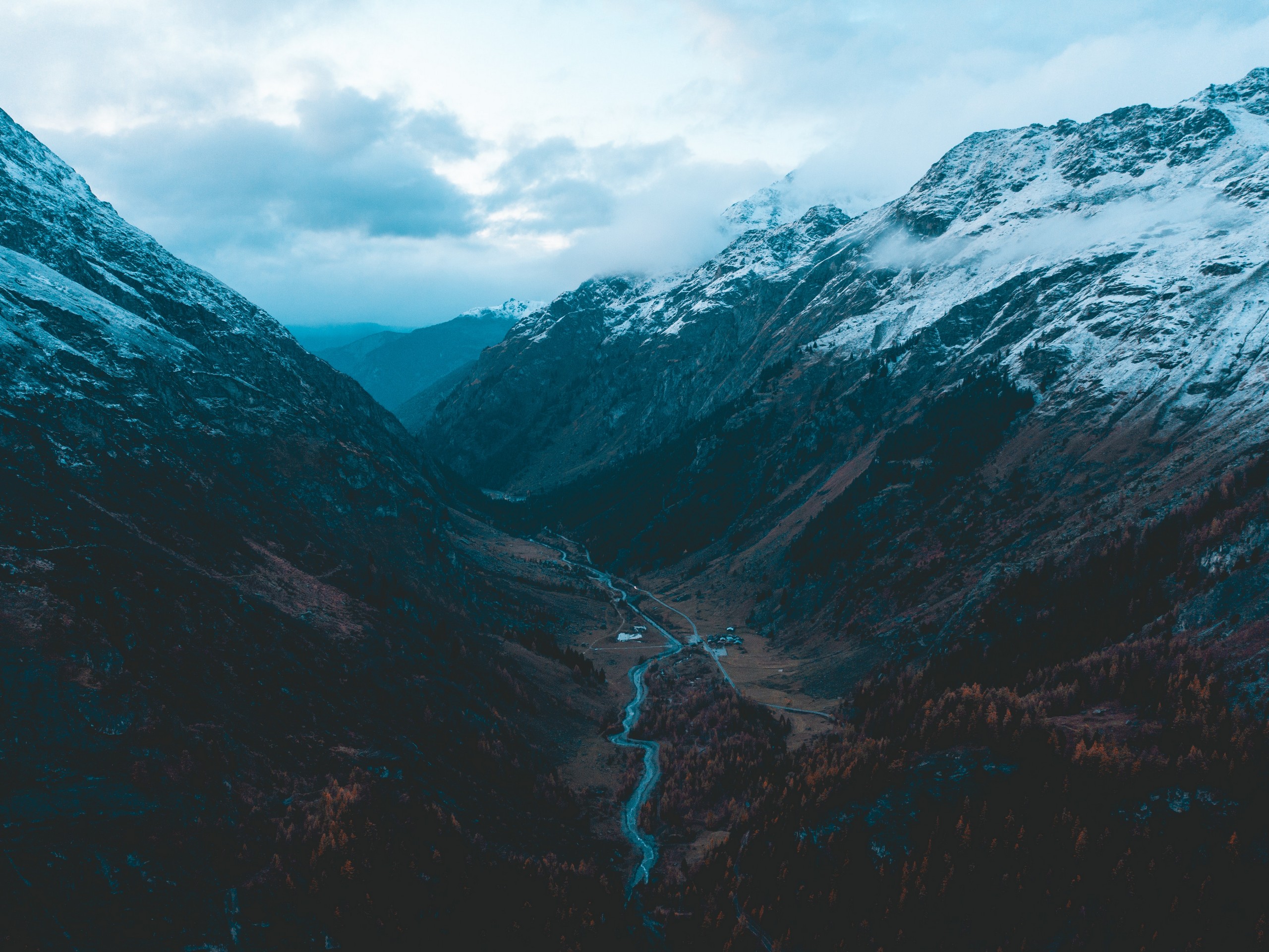 Beautiful river valley as seen from the above