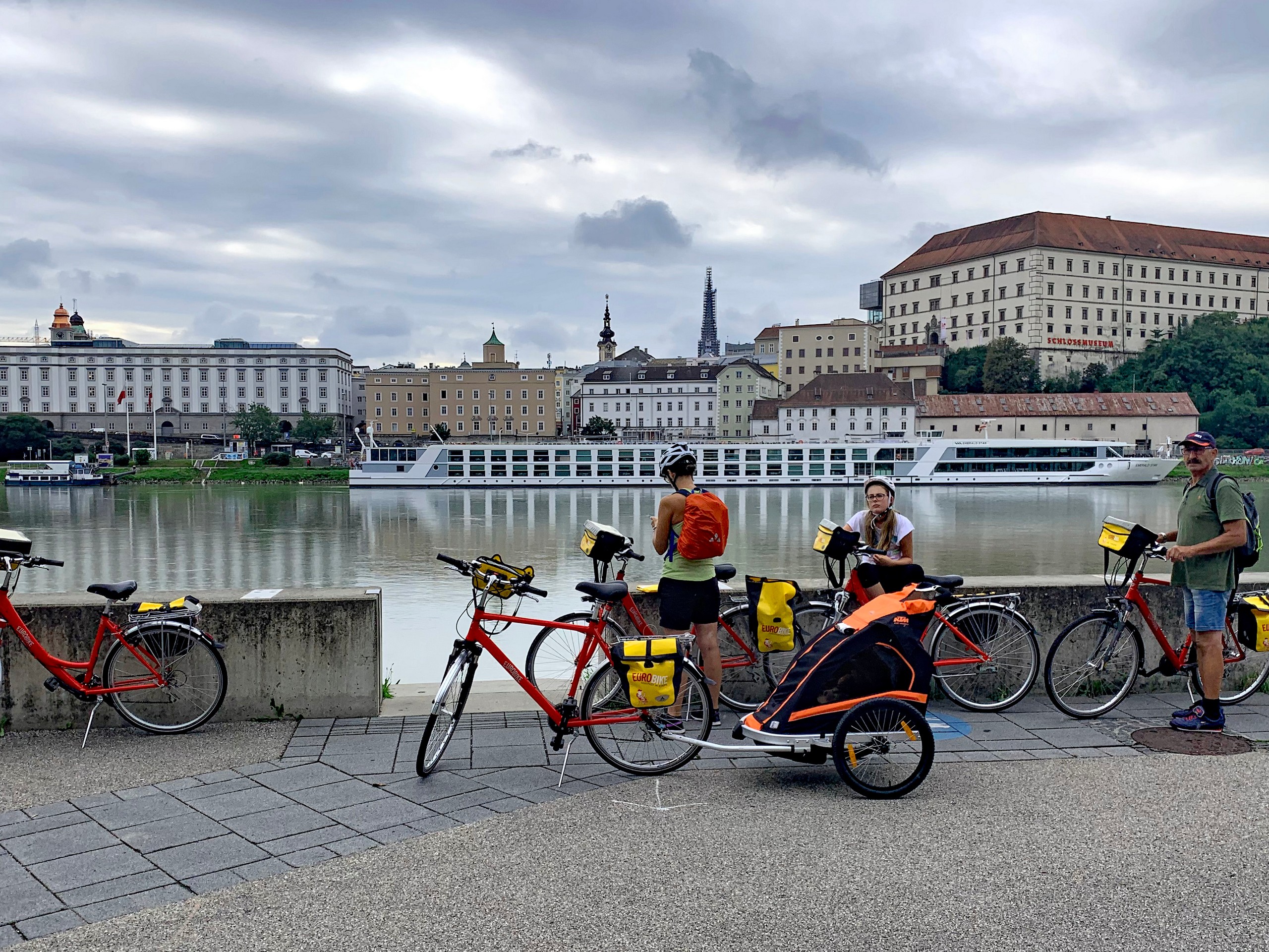 Bikers near Danube river