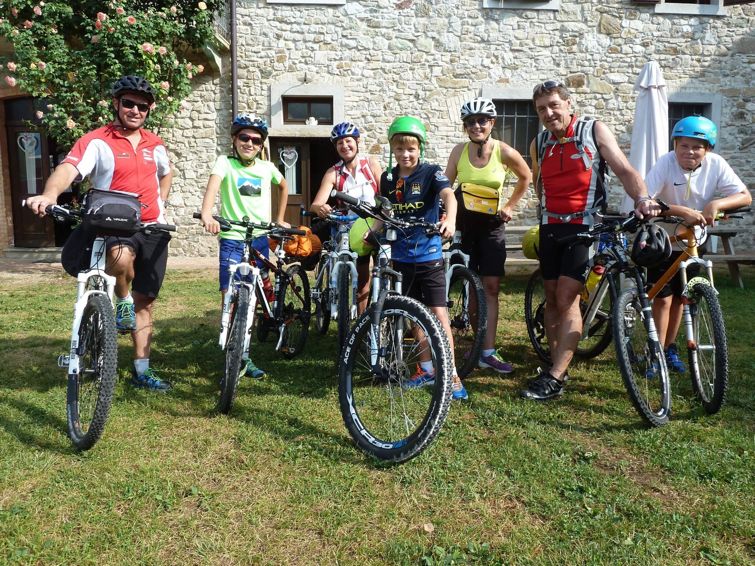 Group of bikers on South Tyrol in Italy