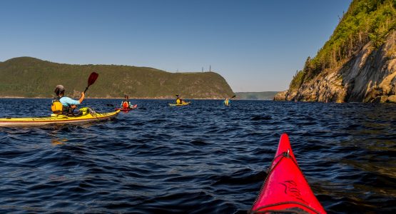 Kayaking in the open waters of Quebec