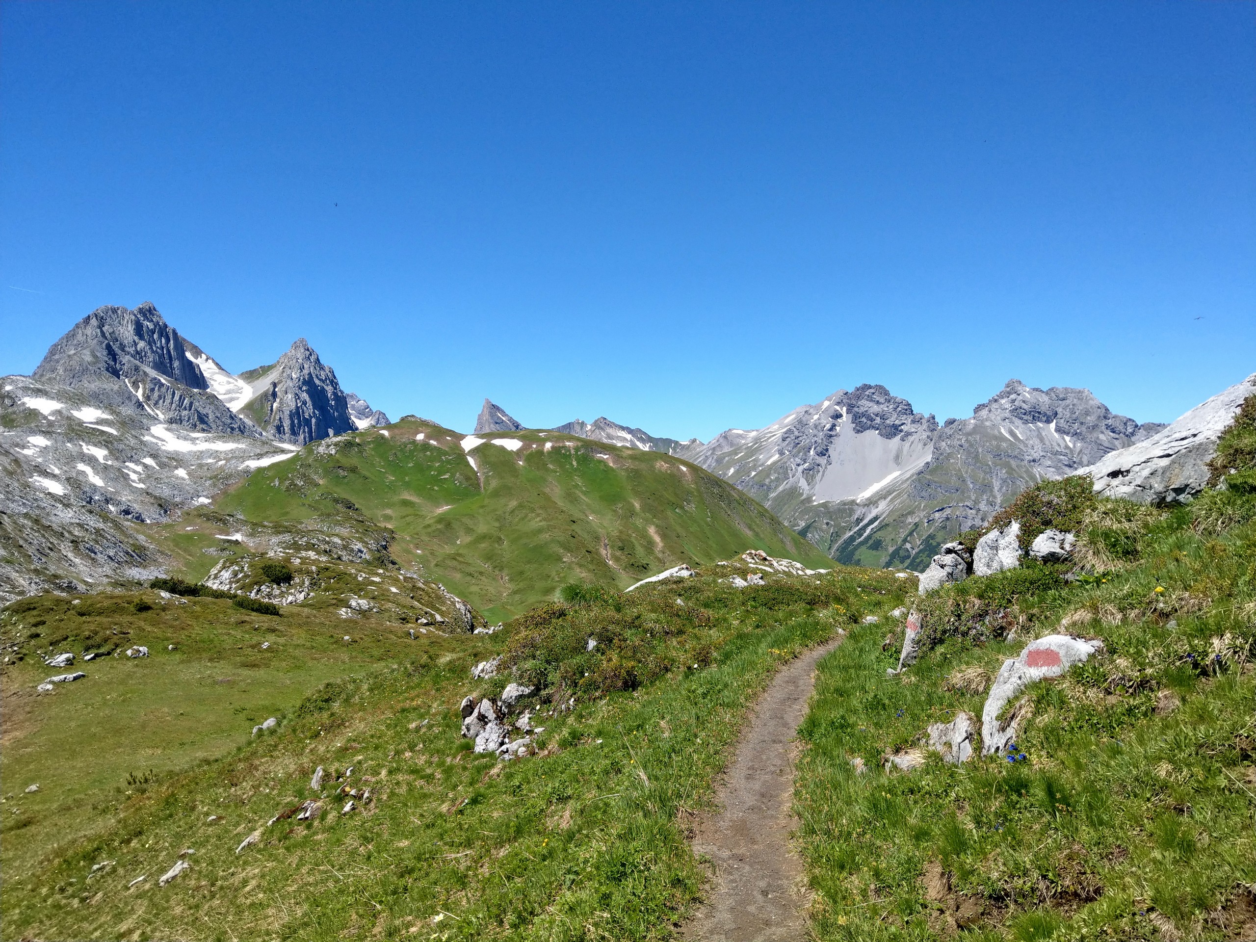 Beautiful walking path in the Alps