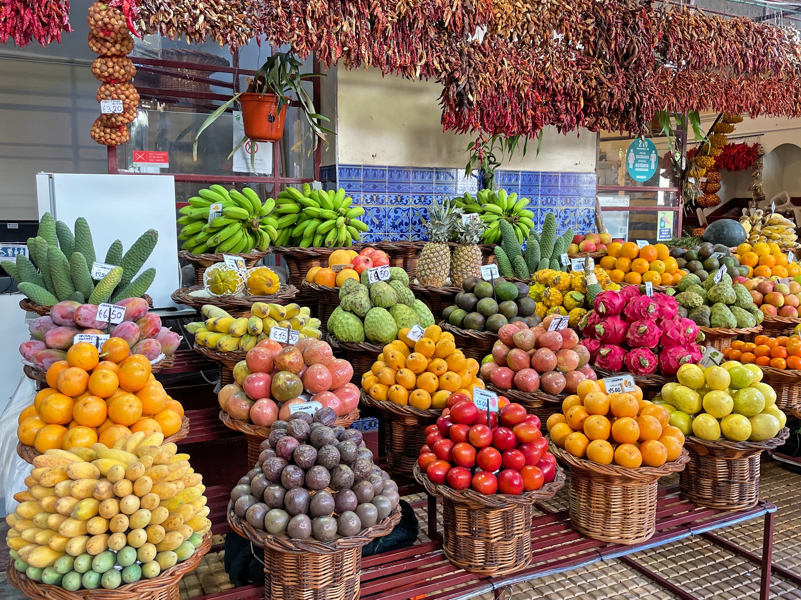 Fruit and spices seen in market in Funchal, Madeira