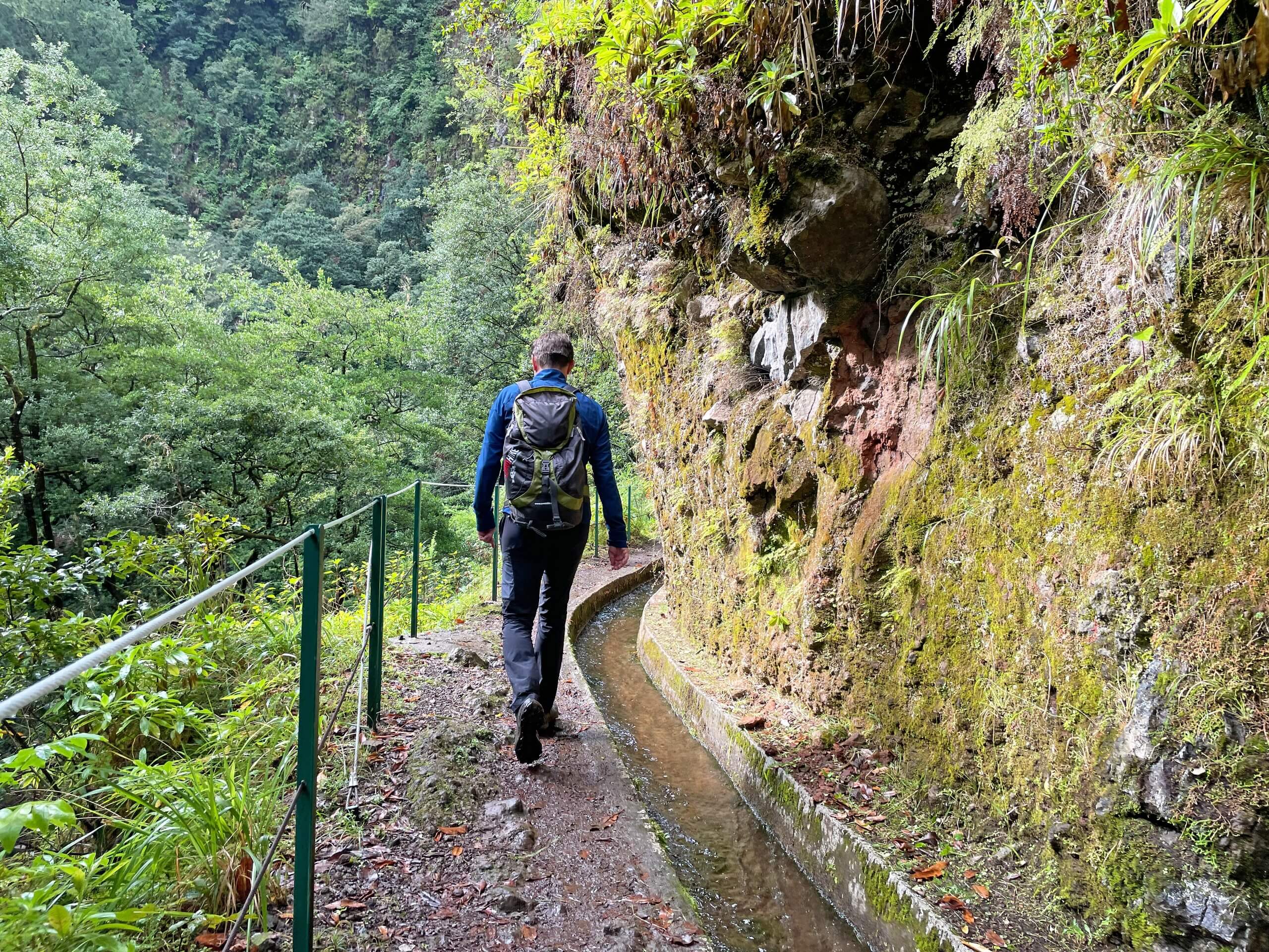 Walking along the drainage in Madeira Island