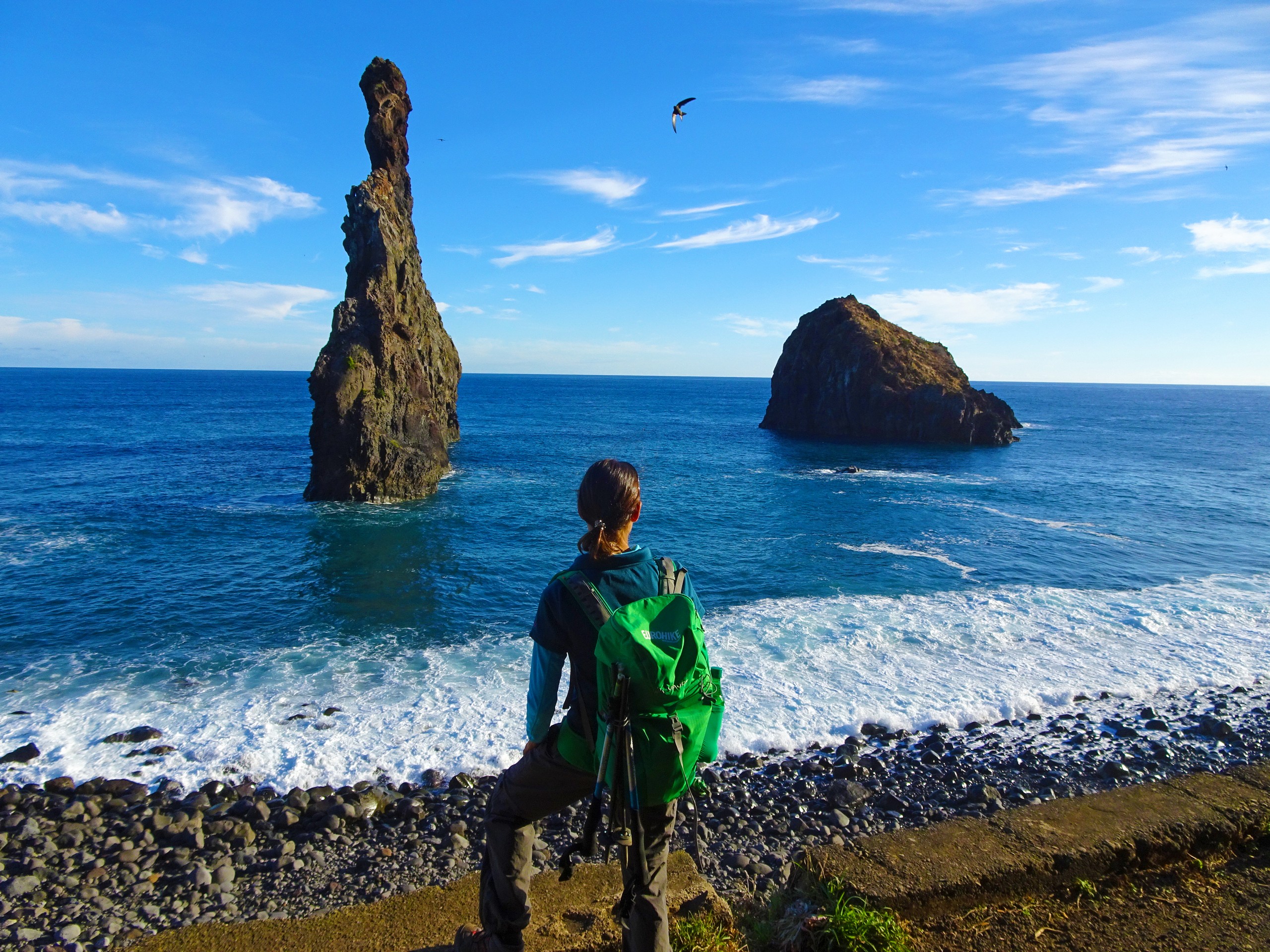 Hiker near the coast of Madeira