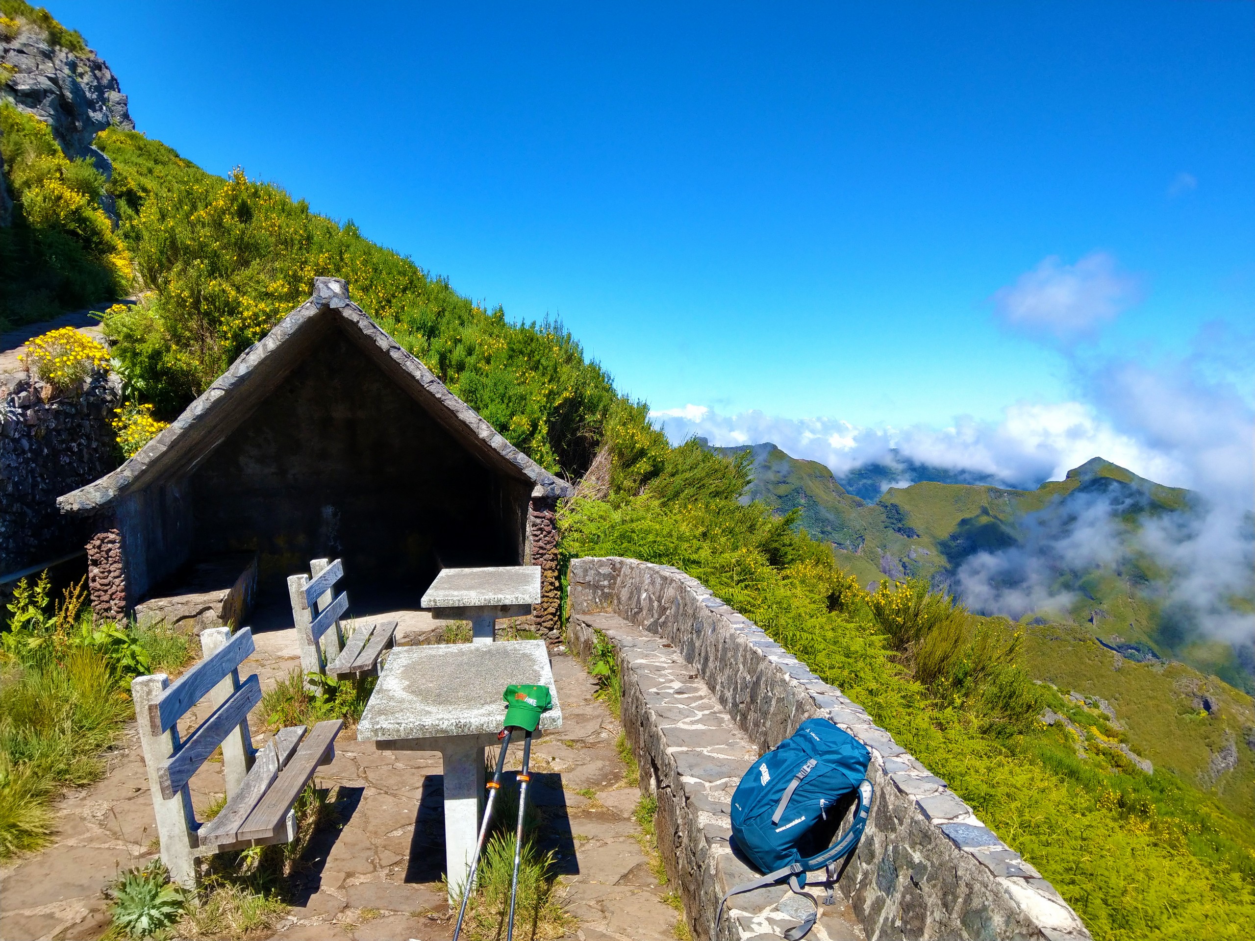 Resting stop on the walking route in Madeira