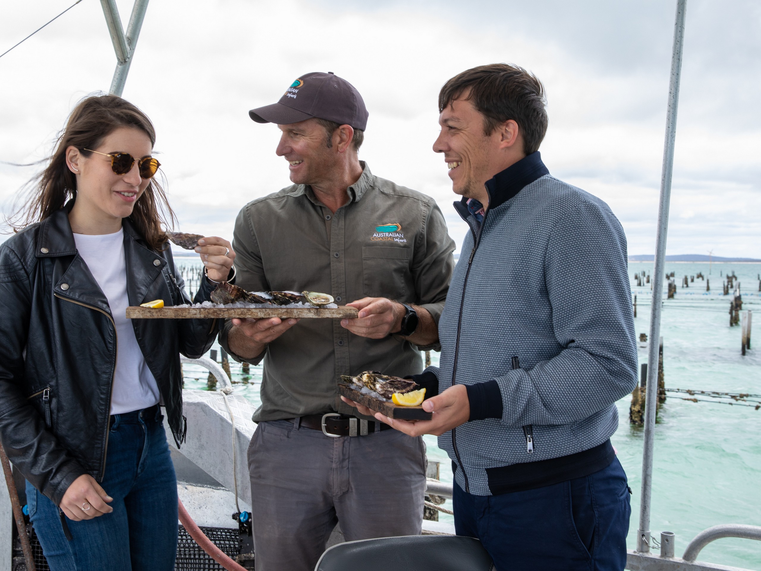 Serving oysters on Coffin Bay Oyster Tour 3