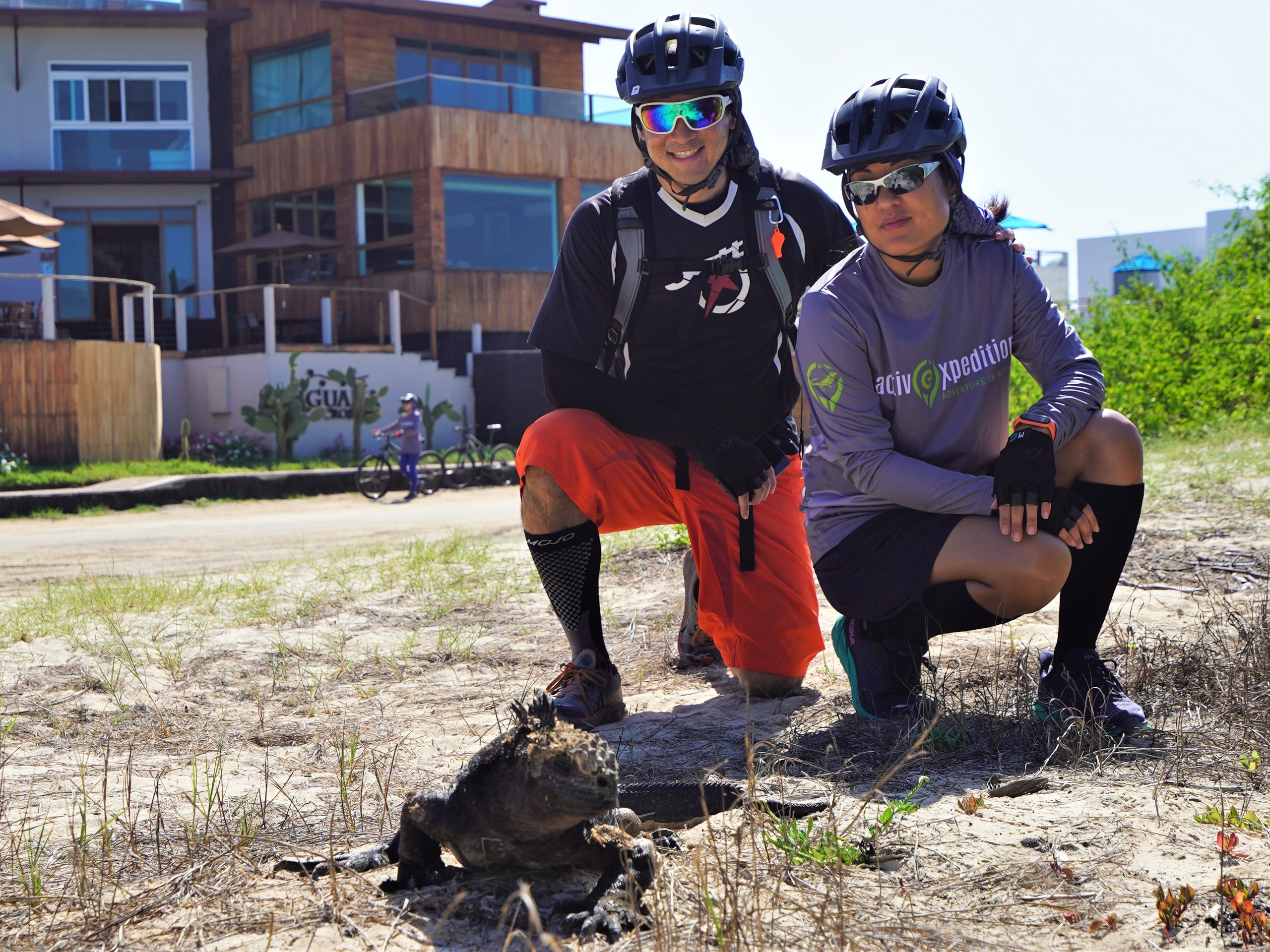 Iguana and bikers