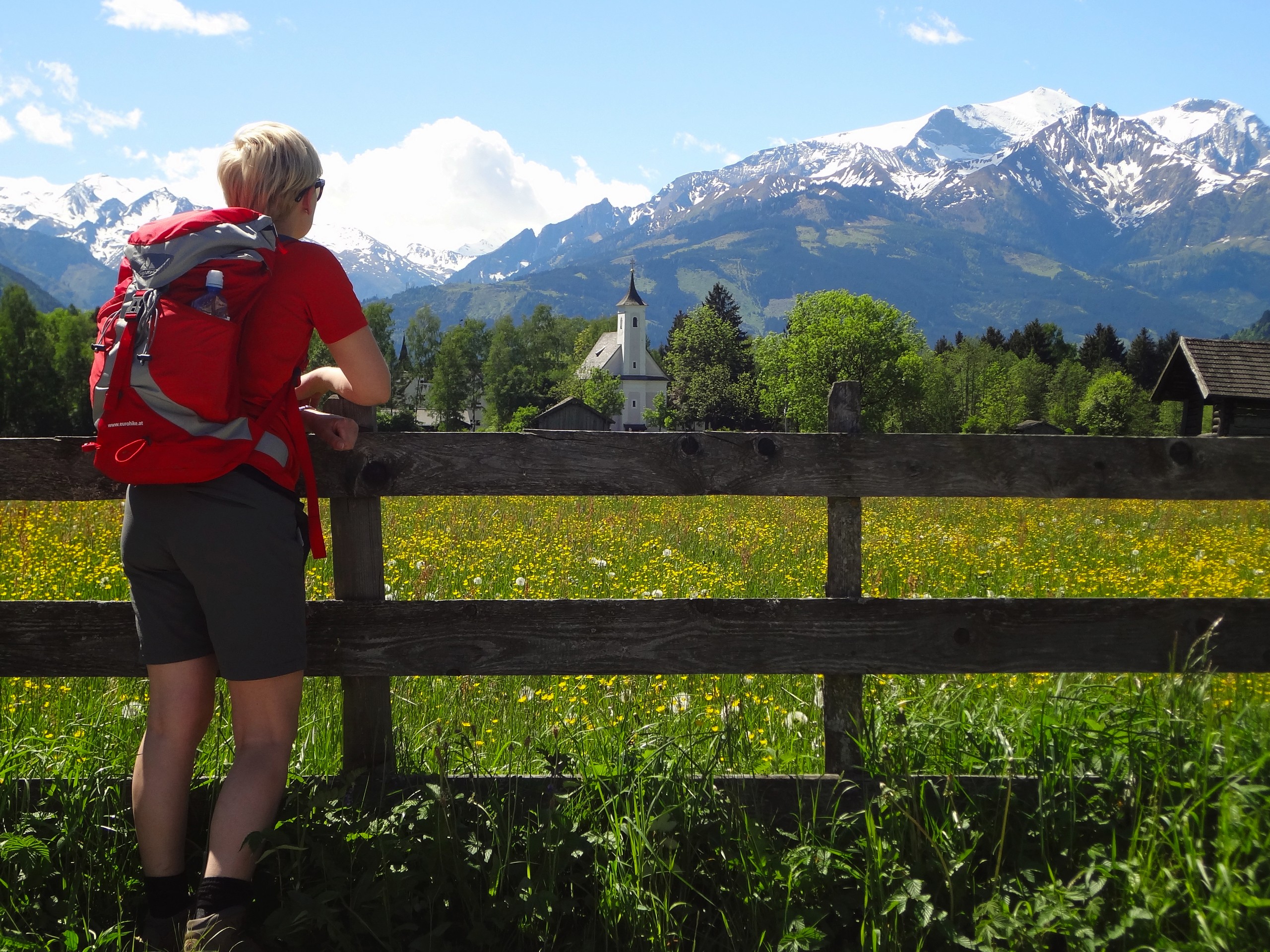 Hiker enjoying the views of Austrian Alps