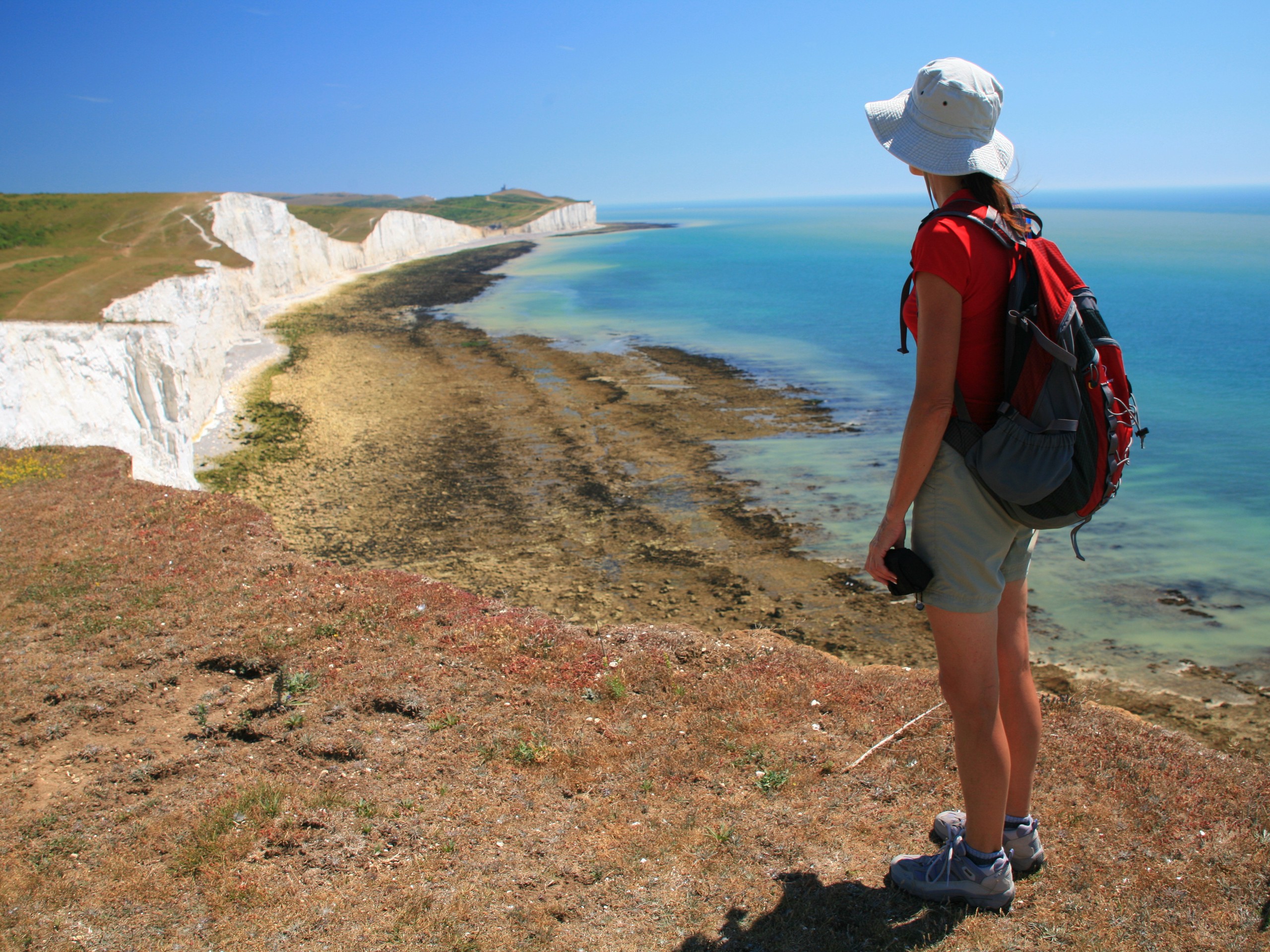 Hiker looking at Seven Sisters