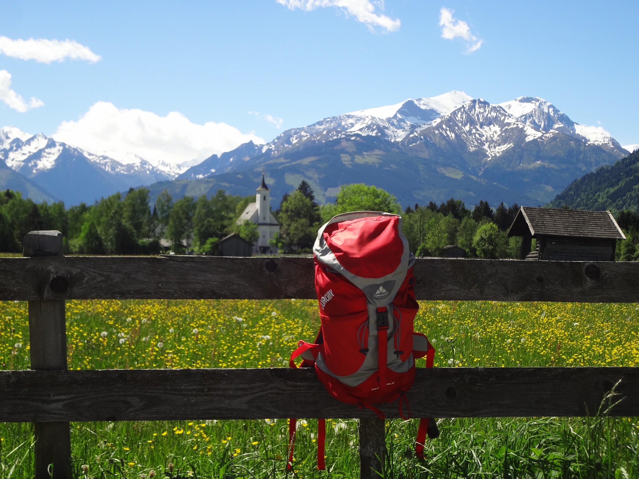 Hiker looking at the beautiful peaks of Zell am See