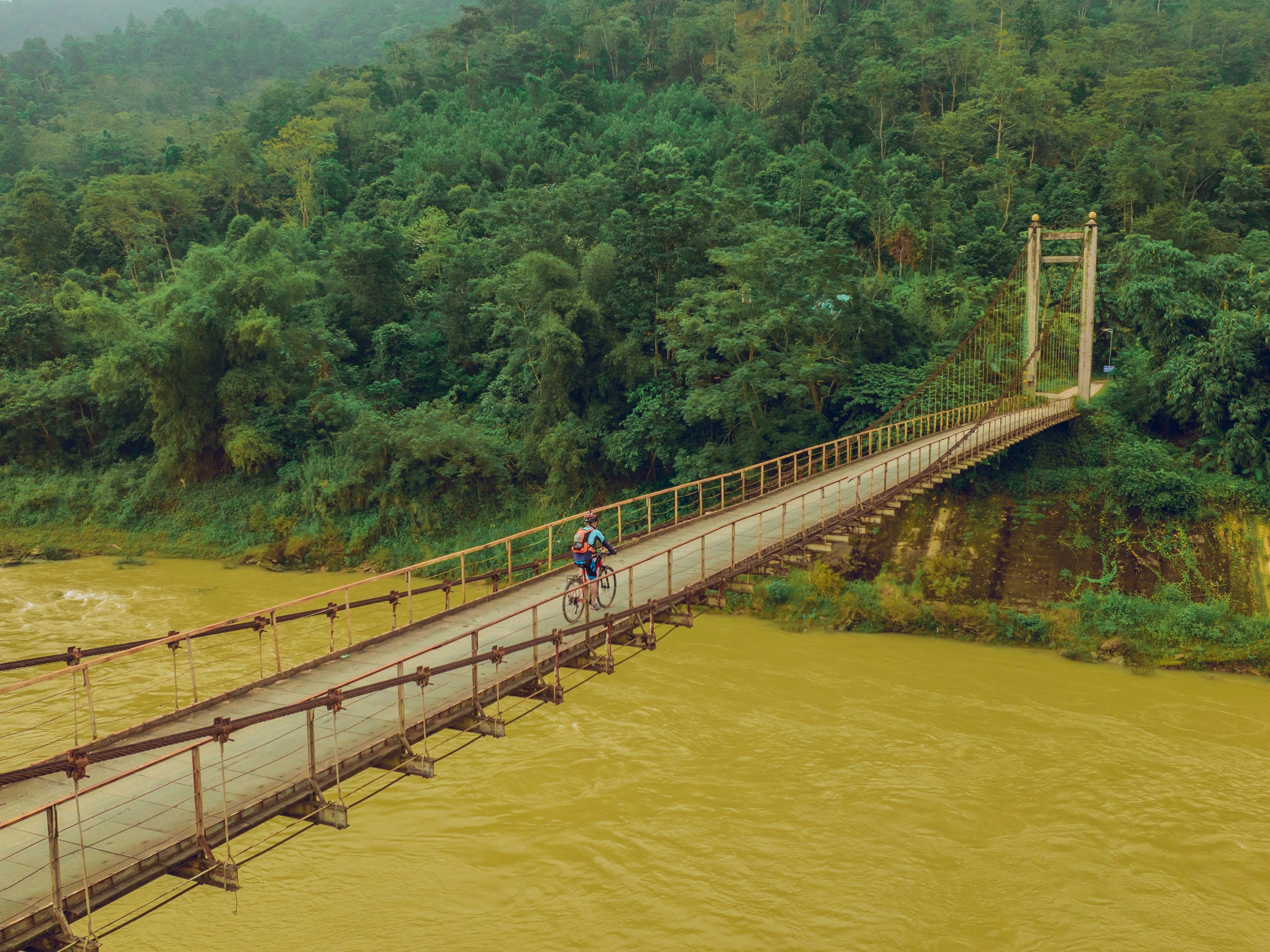 Crossing the river in Vietnam