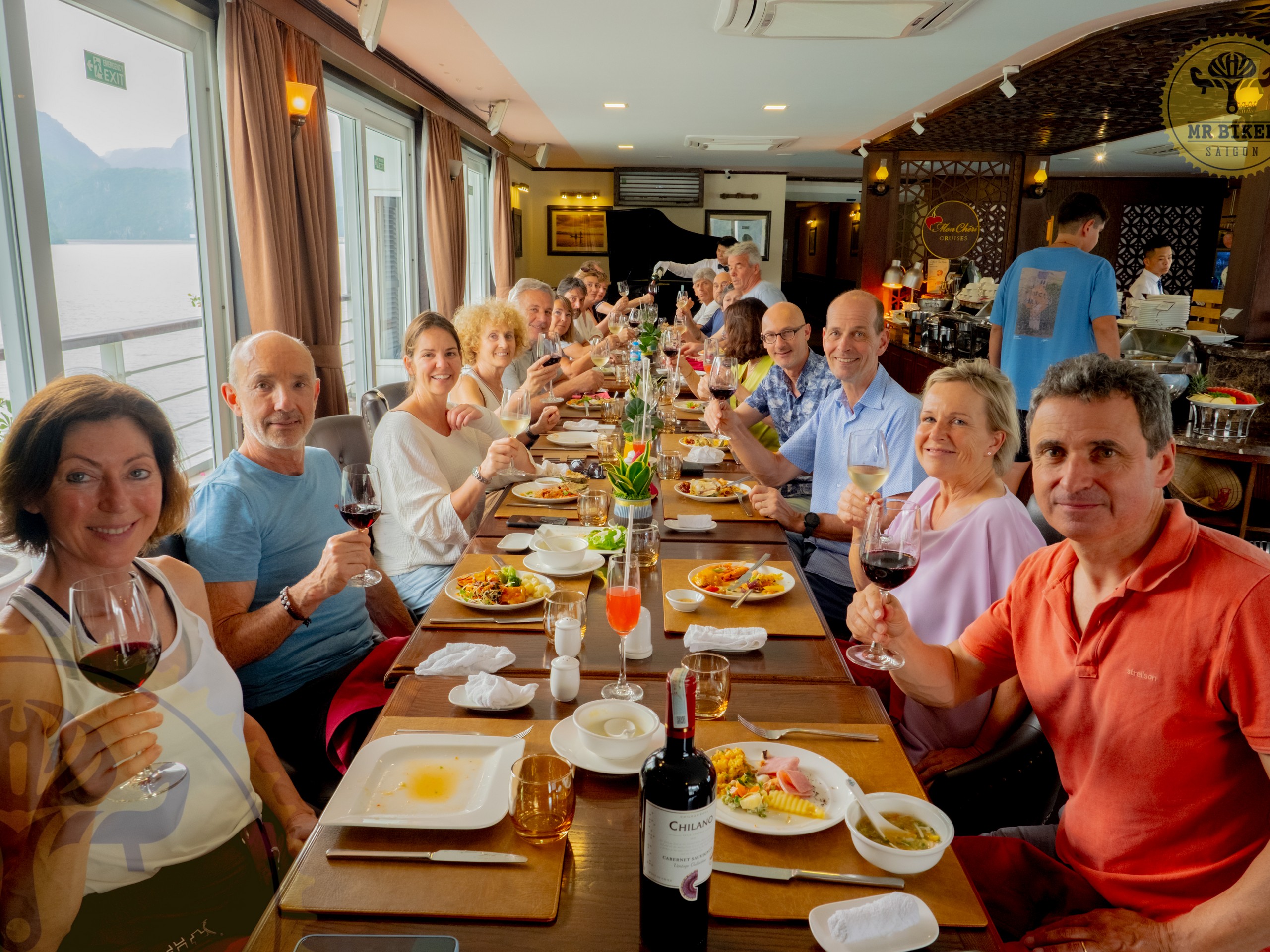 Dinner with fellow cyclists in Vietnam