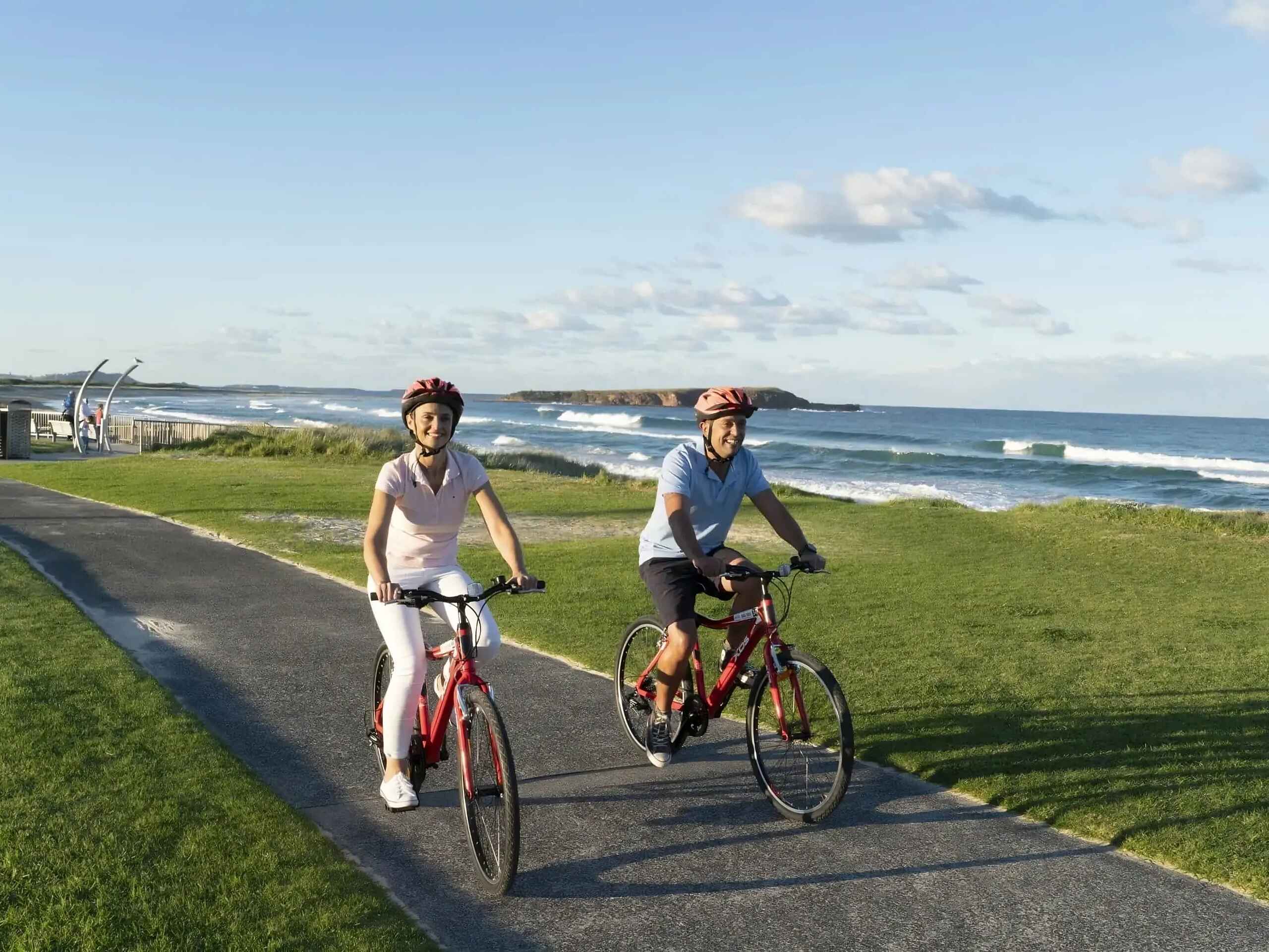 Cycling the Seaside Trail along the McCauley Beach