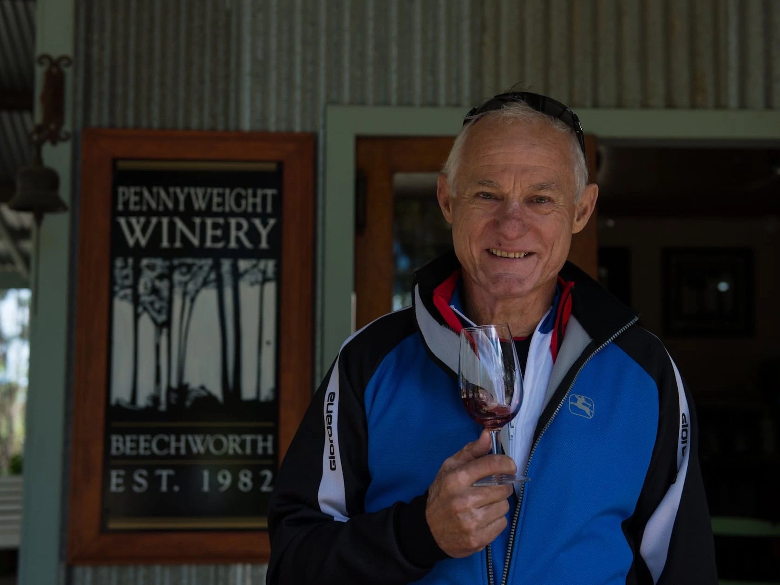 Visiting a vinery while on the Murray to Mountains cycling tour