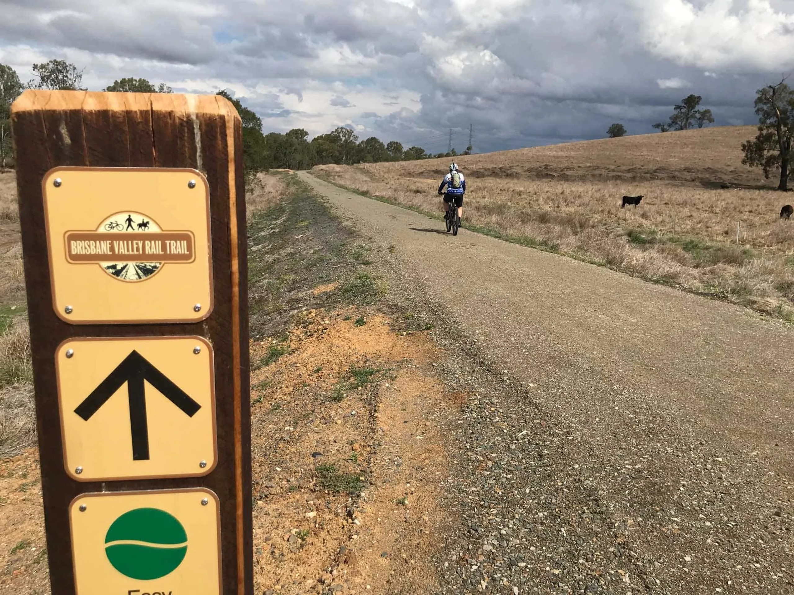 Biker on a Brisbane Valley Rail Trail in Australia