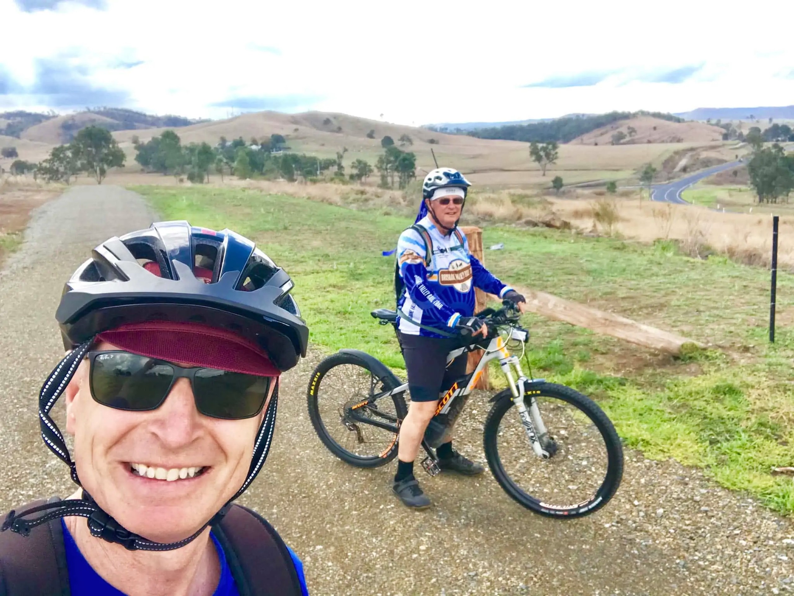 Two bikers riding the Brisbane Valley Cycling Trail