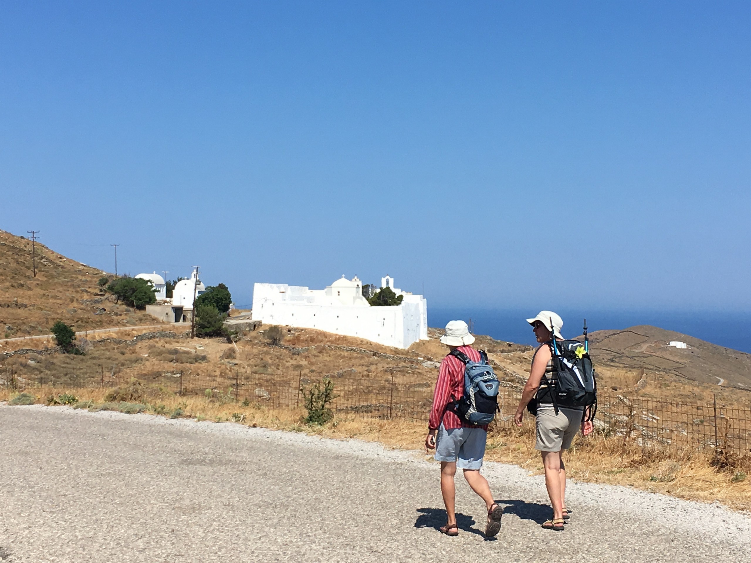 Hiking in front of the Taxiarches monastery