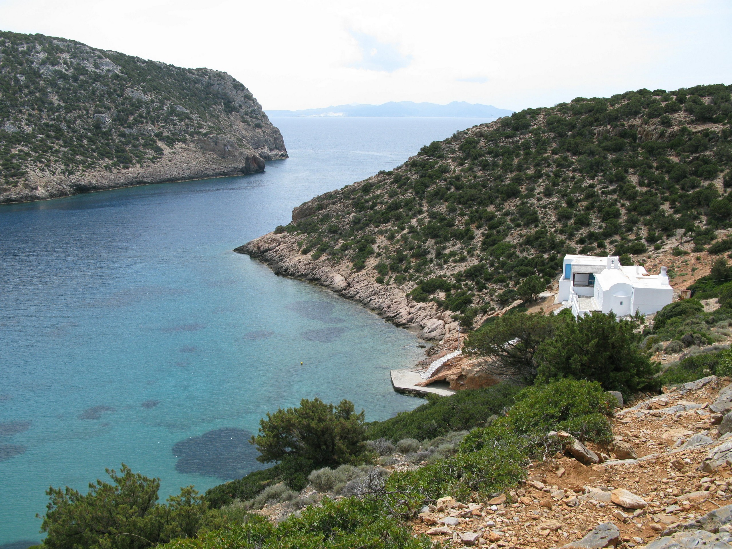 Small isolated church of Agios Georgios in the Fykiada bay, Sifnos