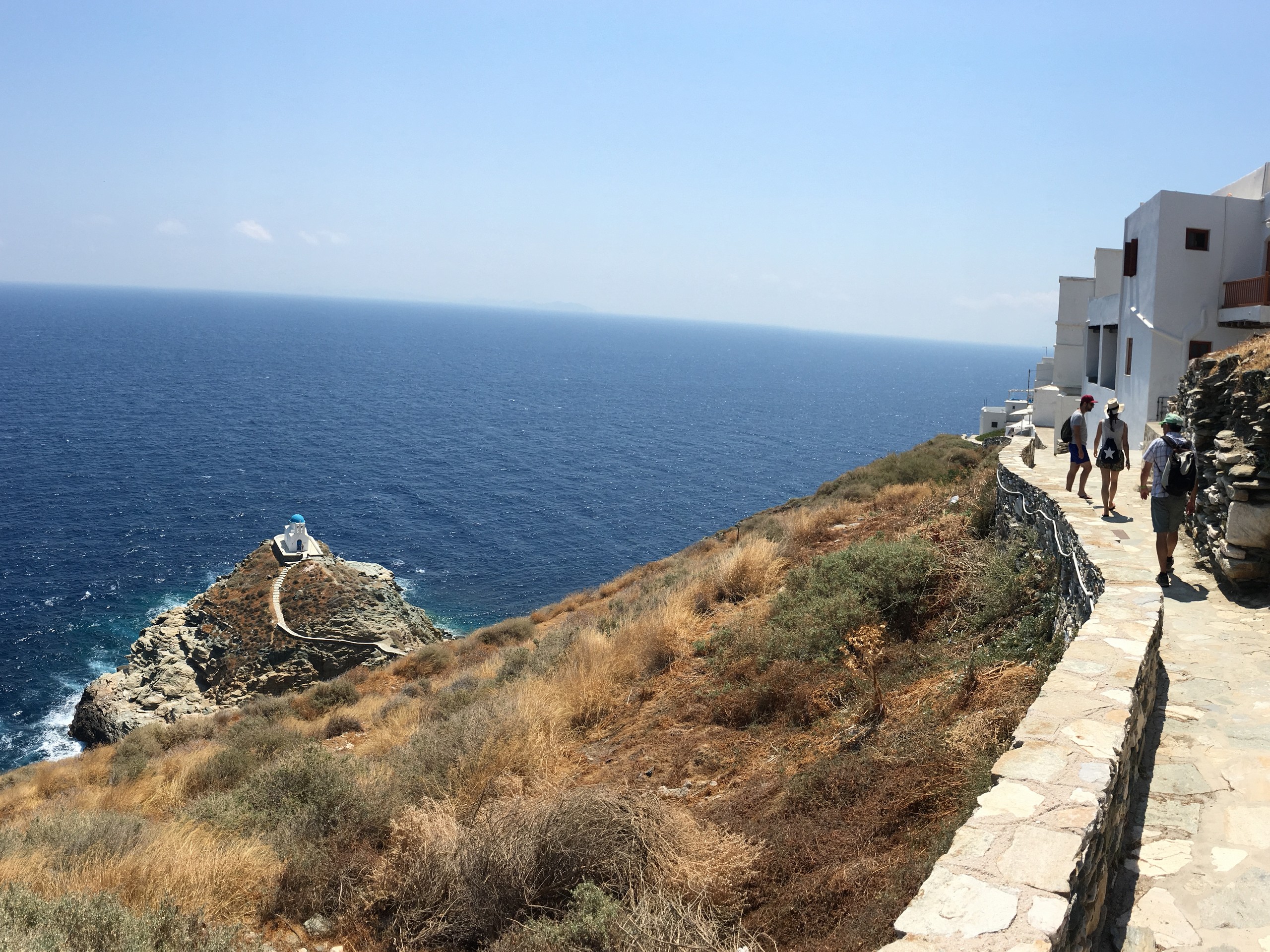 Hiking above the chapel of Eftamartyres on Sifnos island